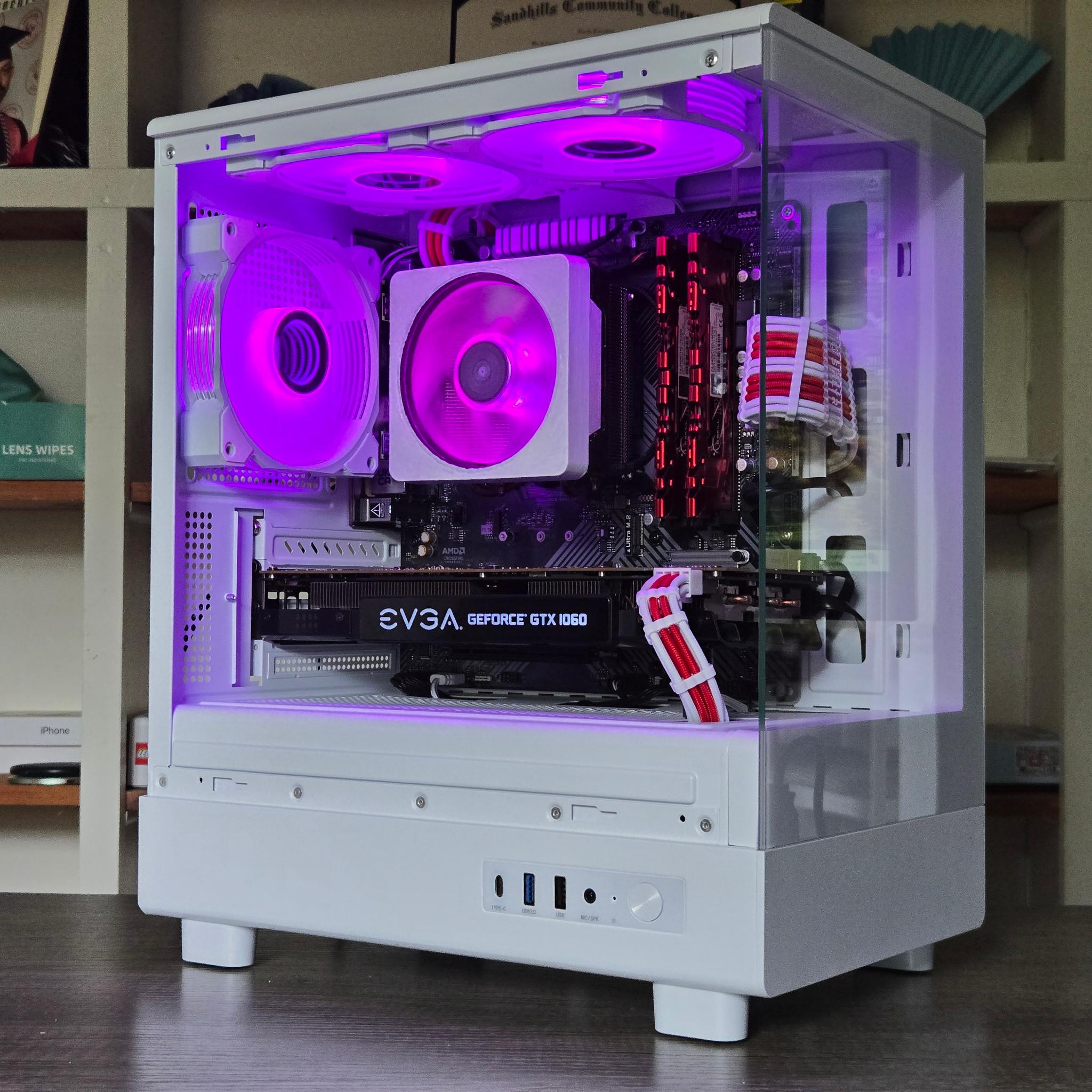 🟥⬜Red + White Gaming PC⬜🟥 GTX 1060 6GB | Ryzen 5 2600 | 16GB | 1TB | Wi-Fi + BT | ARGB