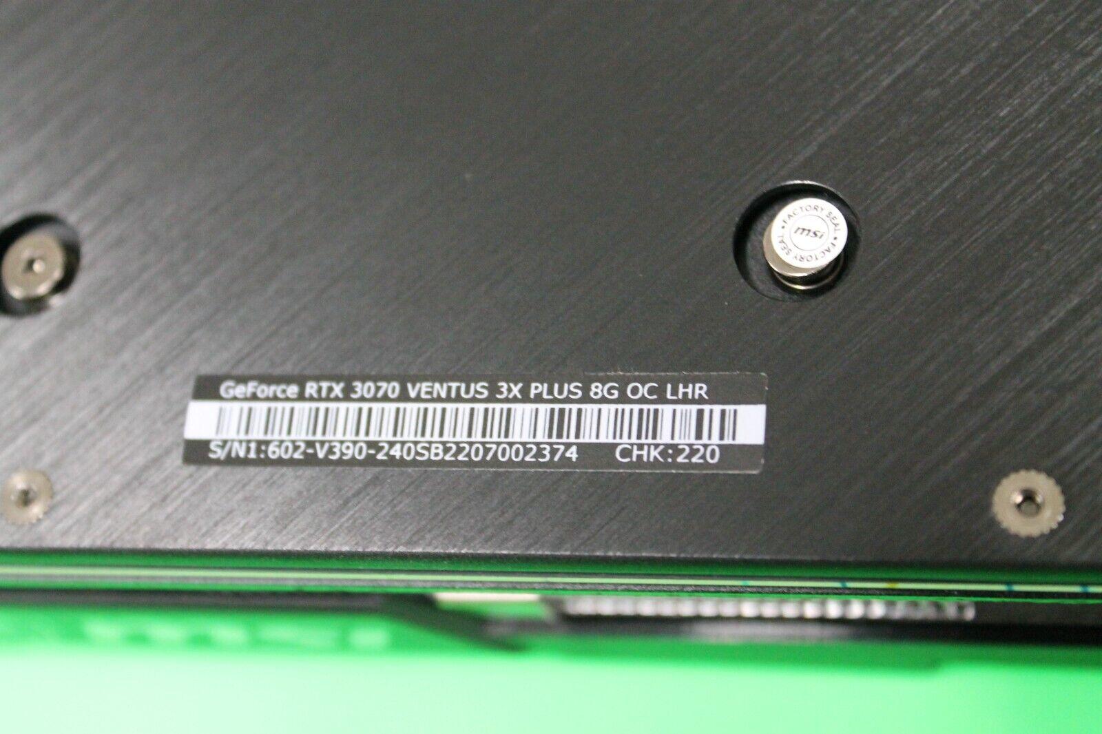MSi Nvidia Geforce RTX 3070 Ventus 3X PLUS 8G OC LHR GDDR6 Graphics Card GPU