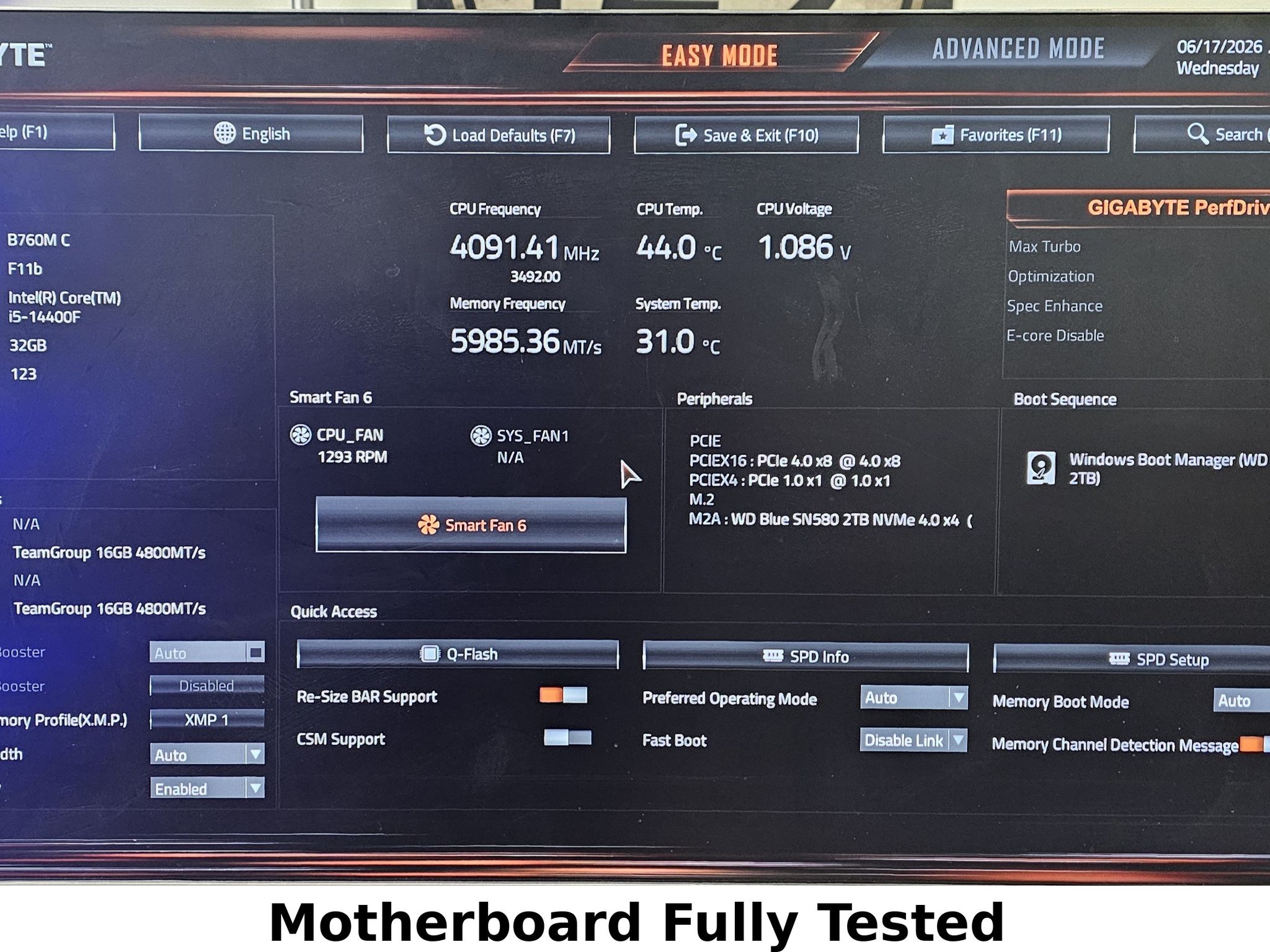 Gigabyte B760 LGA1700 ATX Motherboard DDR5 - Intel LGA1700