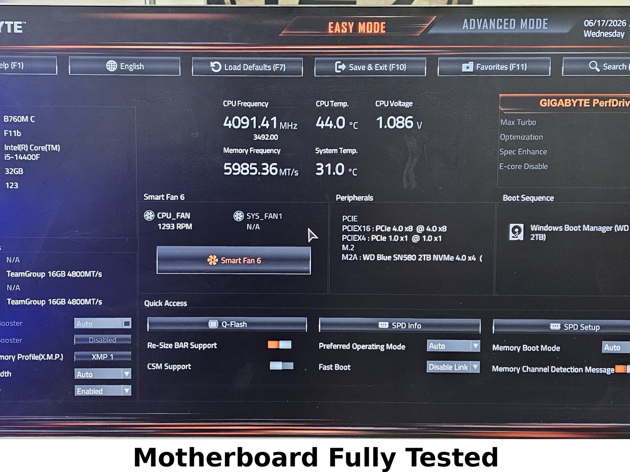 Gigabyte B760 LGA1700 ATX Motherboard DDR5 - Intel LGA1700