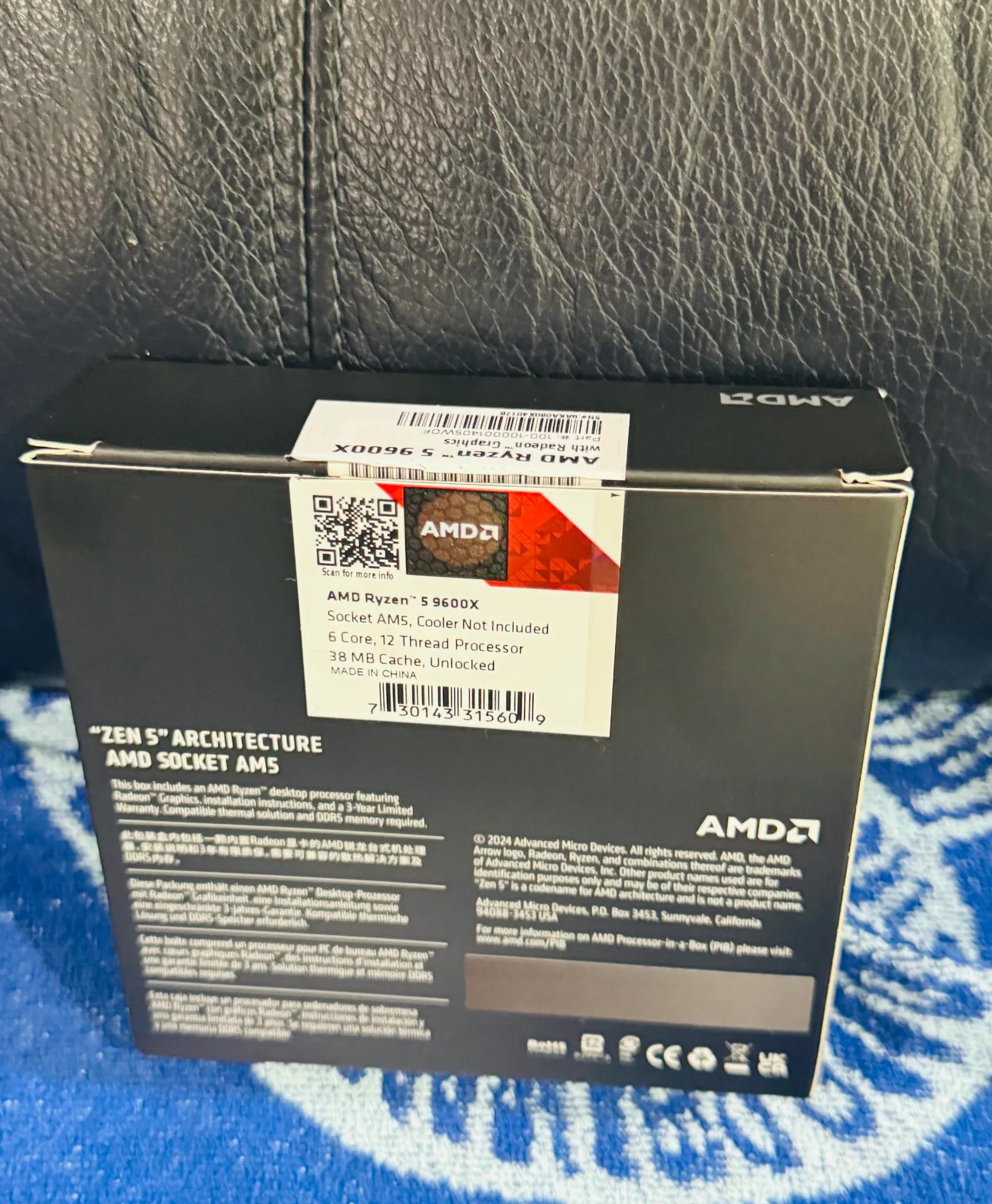 Ryzen 5 9600X AM5 CPU-Like New/Used only for 6 weeks - Includes Box/Orig. Packaging - Ships Fast