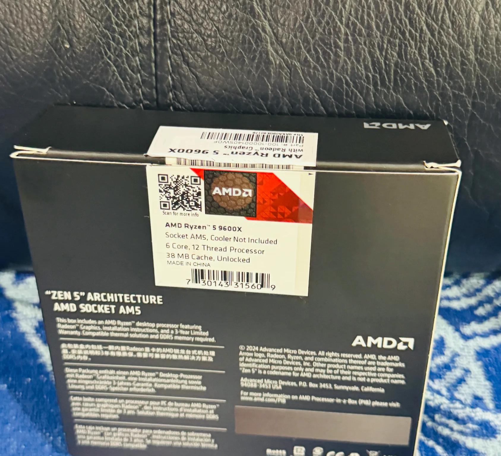 Ryzen 5 9600X AM5 CPU-Like New/Used only for 6 weeks - Includes Box/Orig. Packaging - Ships Fast