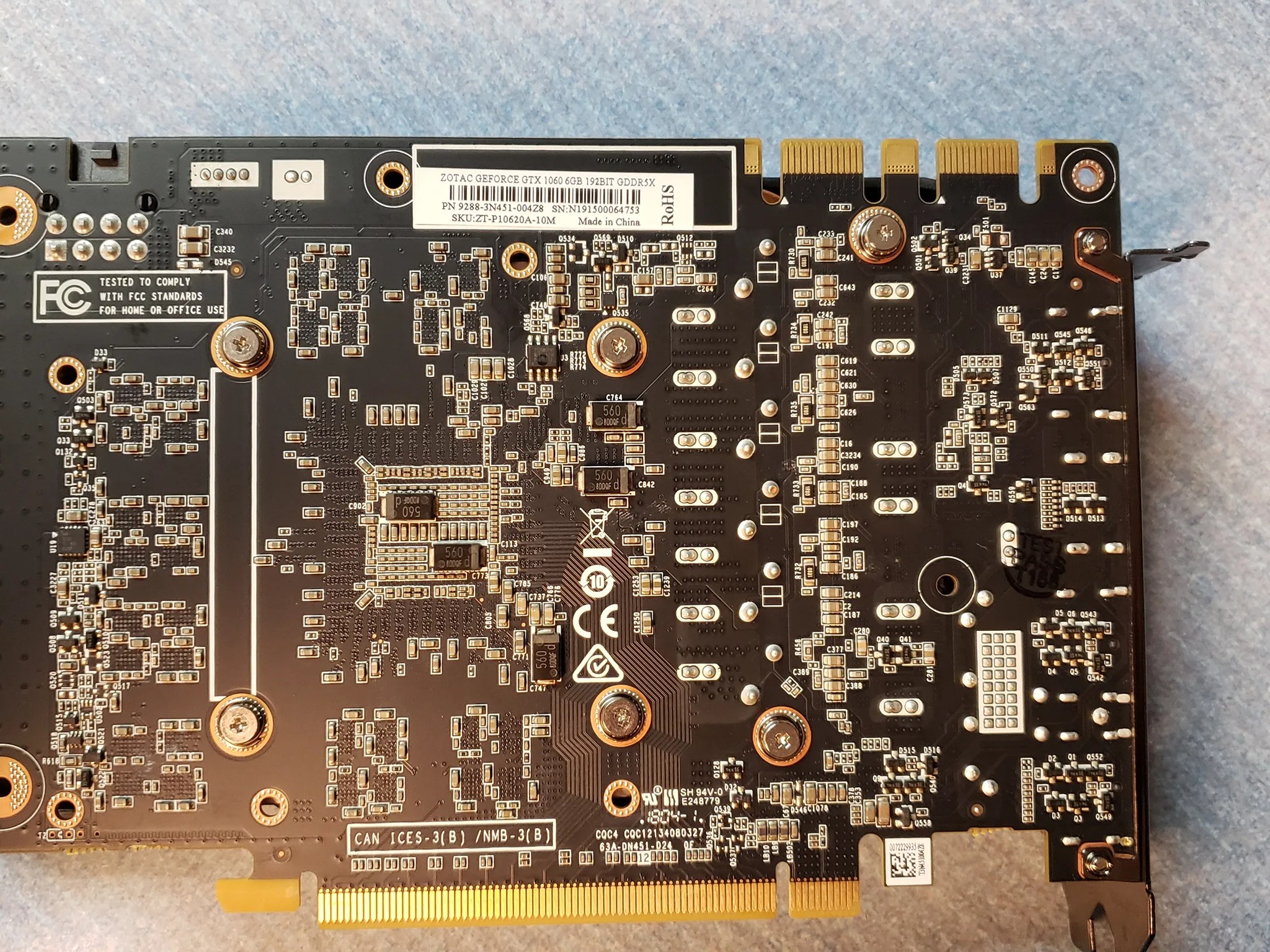 Zotac GTX 1060 graphics card with 6GB gddr5X memory