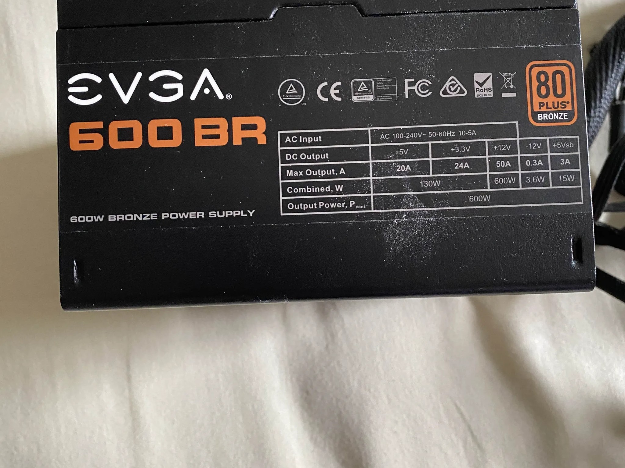EVGA 600 BR, 80+ BRONZE 600W PSU