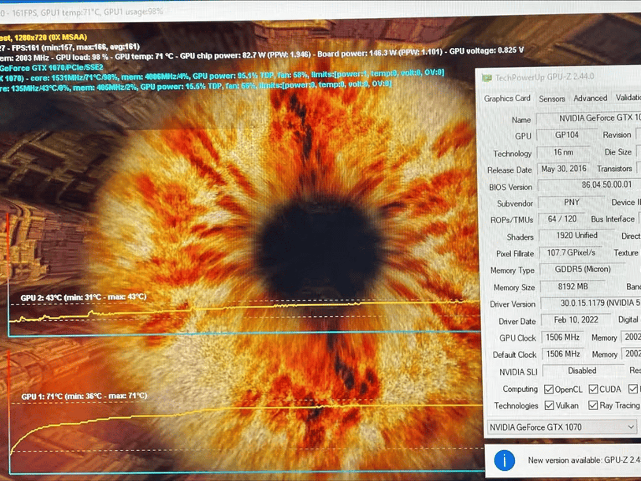 Nvidia Geforce PNY GTX 1070 8GB Blower Graphics Card