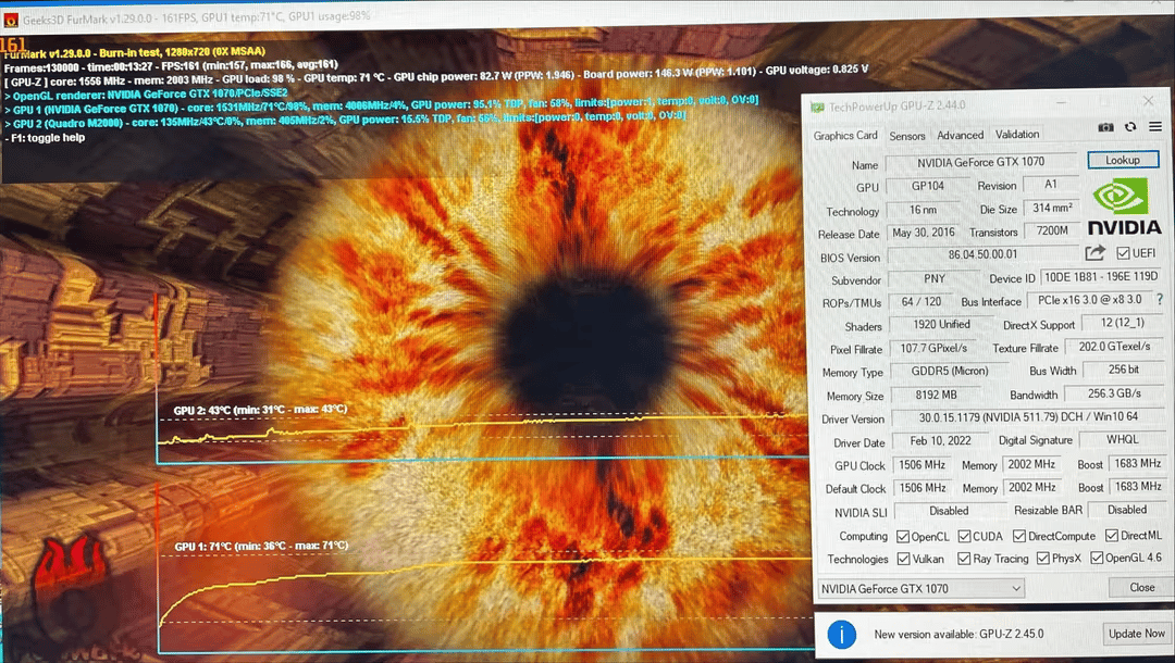 Nvidia Geforce PNY GTX 1070 8GB Blower Graphics Card