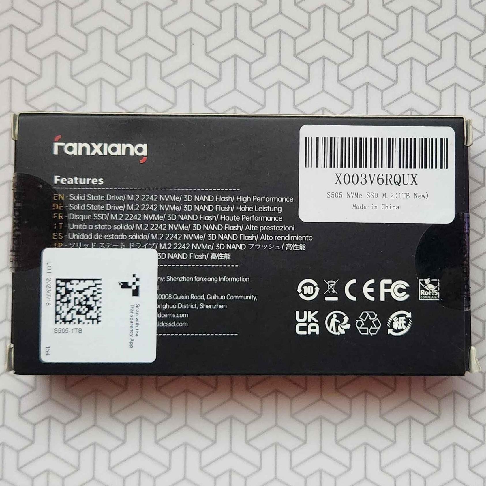Fanxiang S505 1TB NVMe SSD M.2 2242 PCIe 3.0 – Ultra-Fast Read/Write Speeds!
