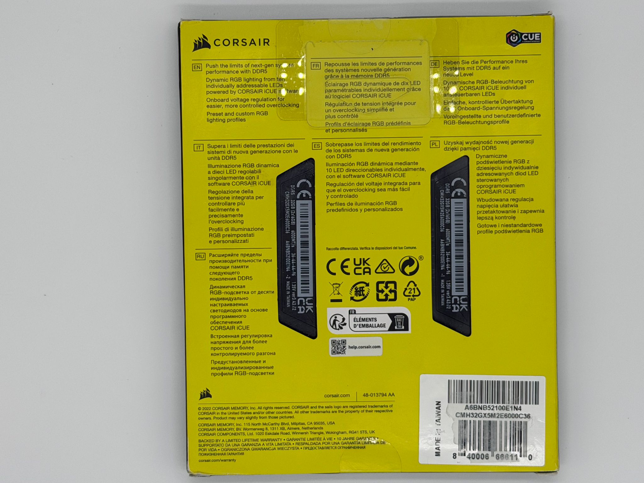 Corsair Vengeance RGB 32GB (2x16GB) DDR5-6000 CL36 - Black