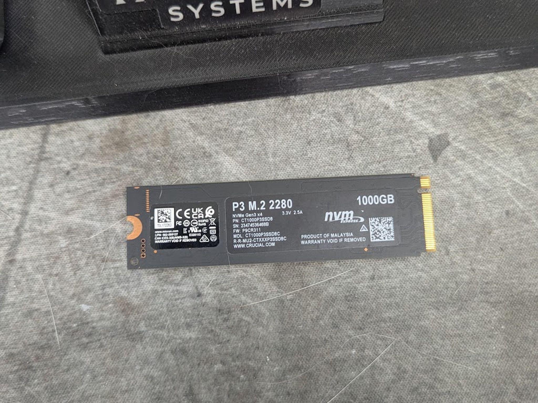🔷 Crucial P3 M.2 2280 NVMe Gen3 1TB