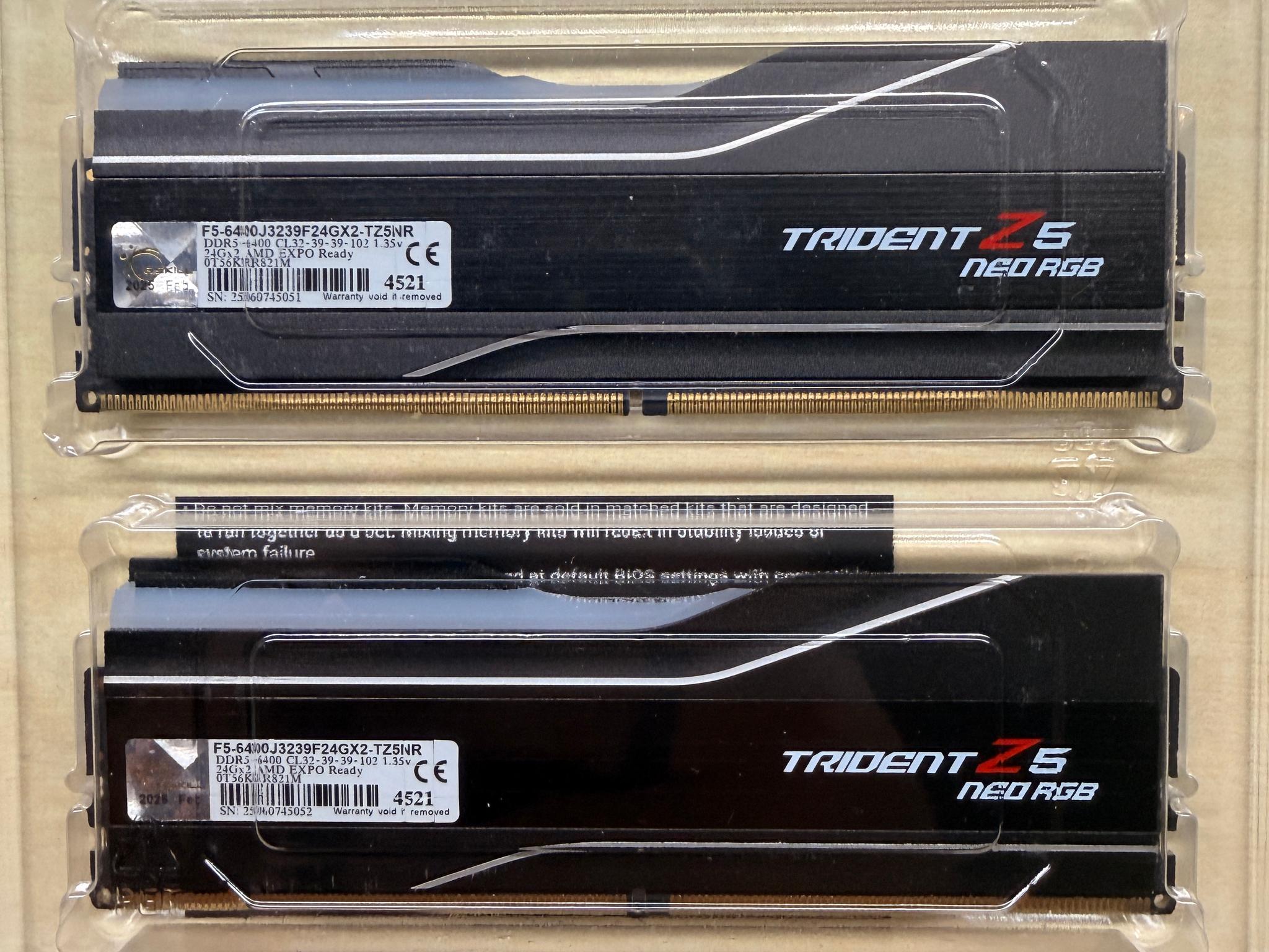 G.Skill Trident Z5 neo rgb DDR5-6400 CL32 24Gbx2 EXPO