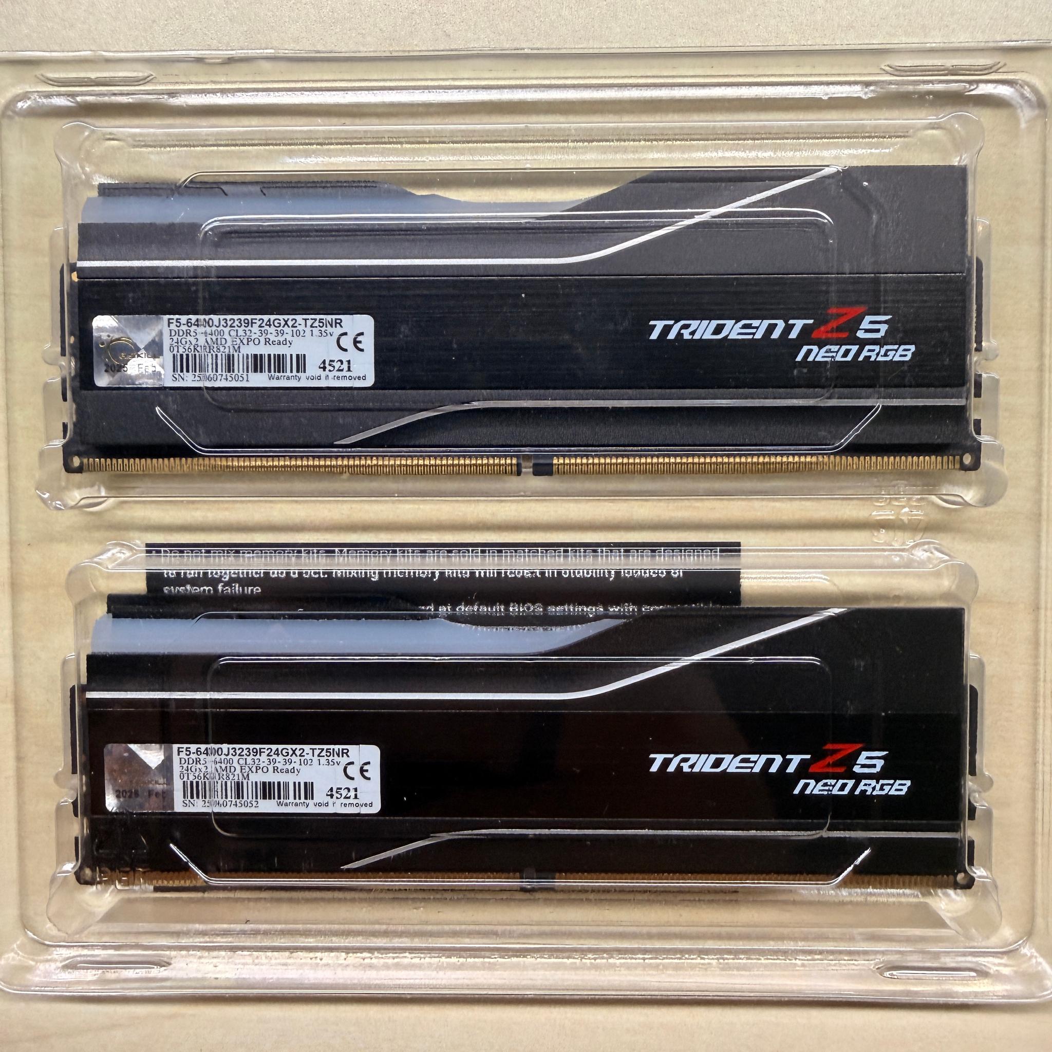 G.Skill Trident Z5 neo rgb DDR5-6400 CL32 24Gbx2 EXPO