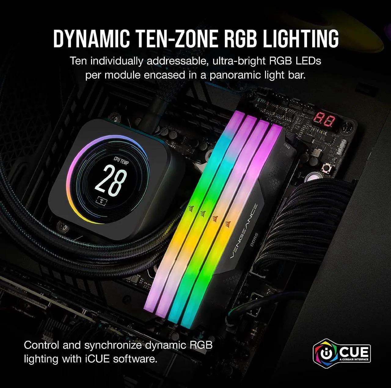 CORSAIR Vengeance RGB 32GB (2 x 16GB) 6400 CL36 DDR5 Desktop RAM