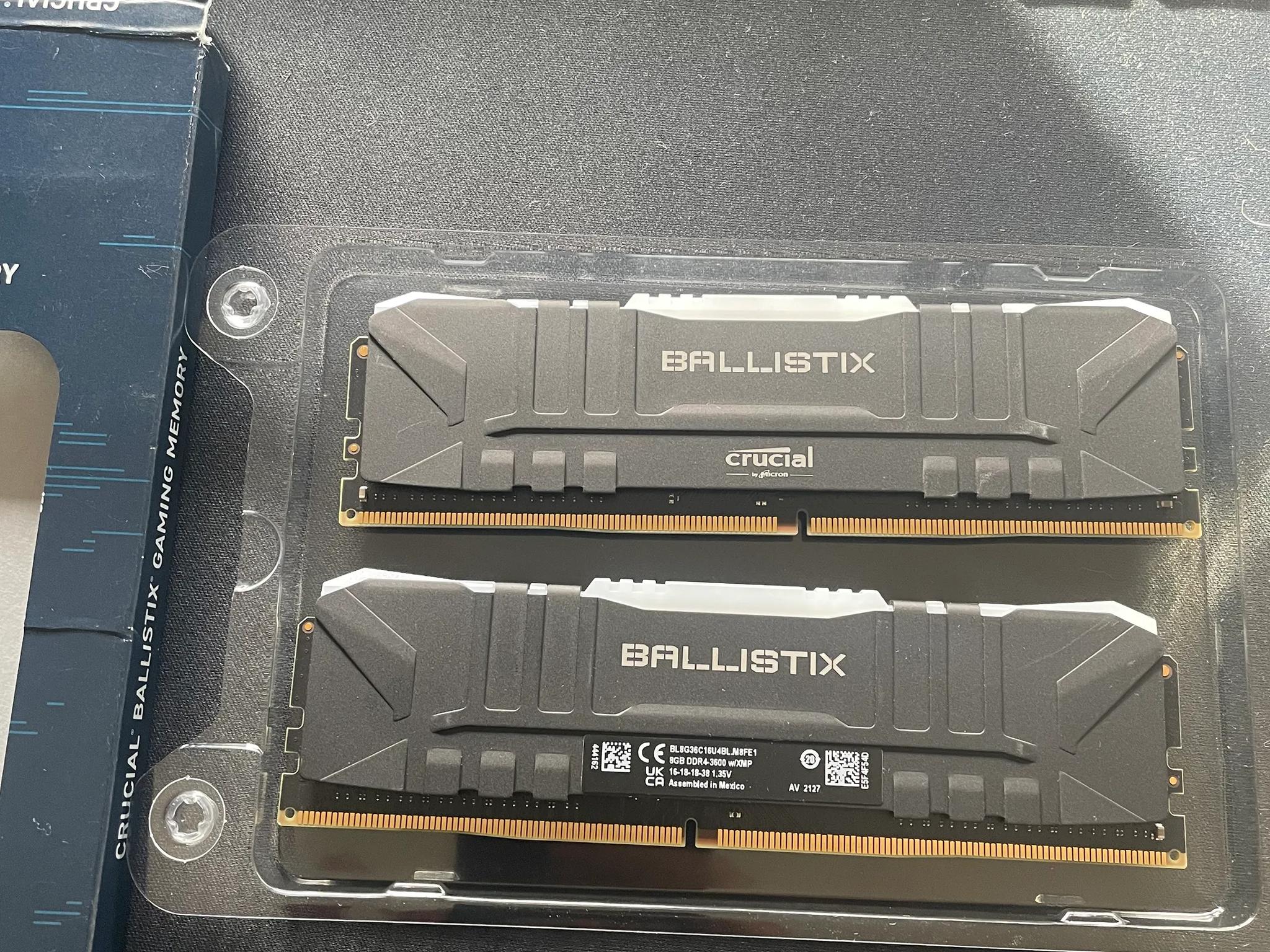 Crucial Ballistix RGB 16 GB (2 x 8) Memory Kit DDR4-3600 *Great Condition*