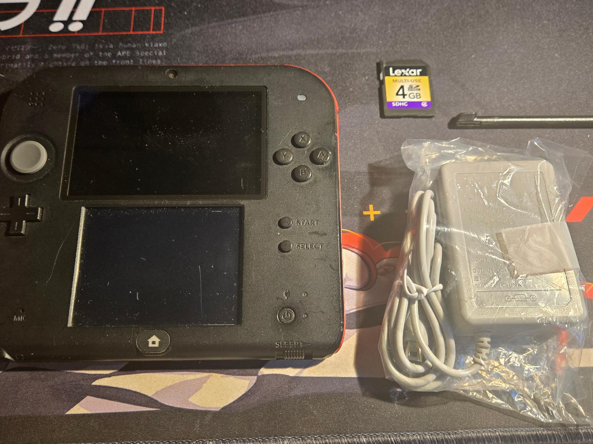CUSTOM USED Nintendo 2DS Black/Red Handheld Console, Yo-Kai Watch Edition