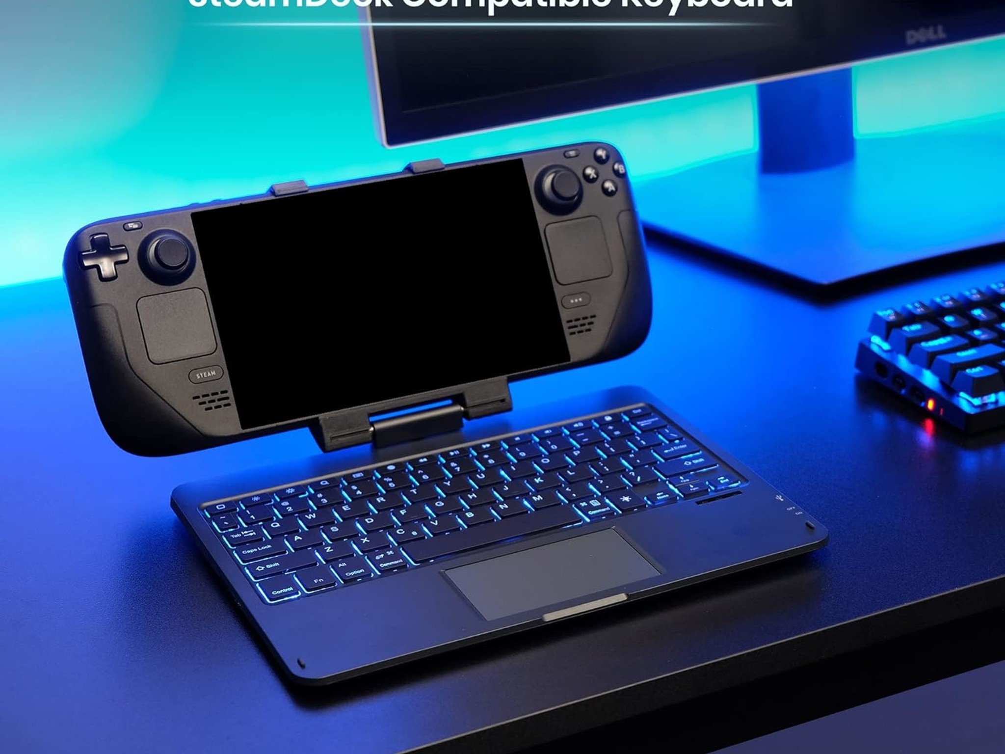 Invensic DeckTop - Steam Deck Keyboard and Bluetooth Trackpad Mouse with Multicolor LED