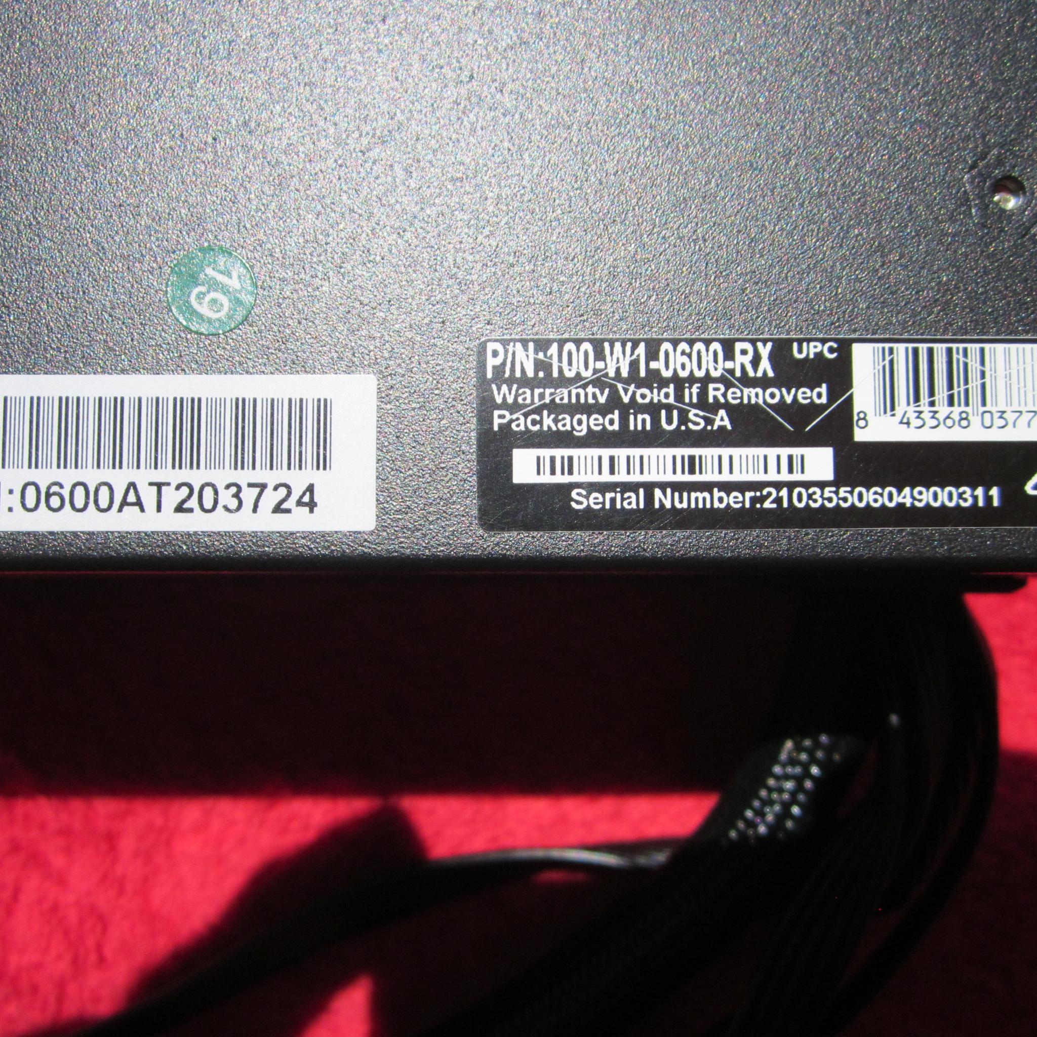 EVGA 600 W1, 80+ WHITE 600W, Power Supply 100-W1-0600-RX