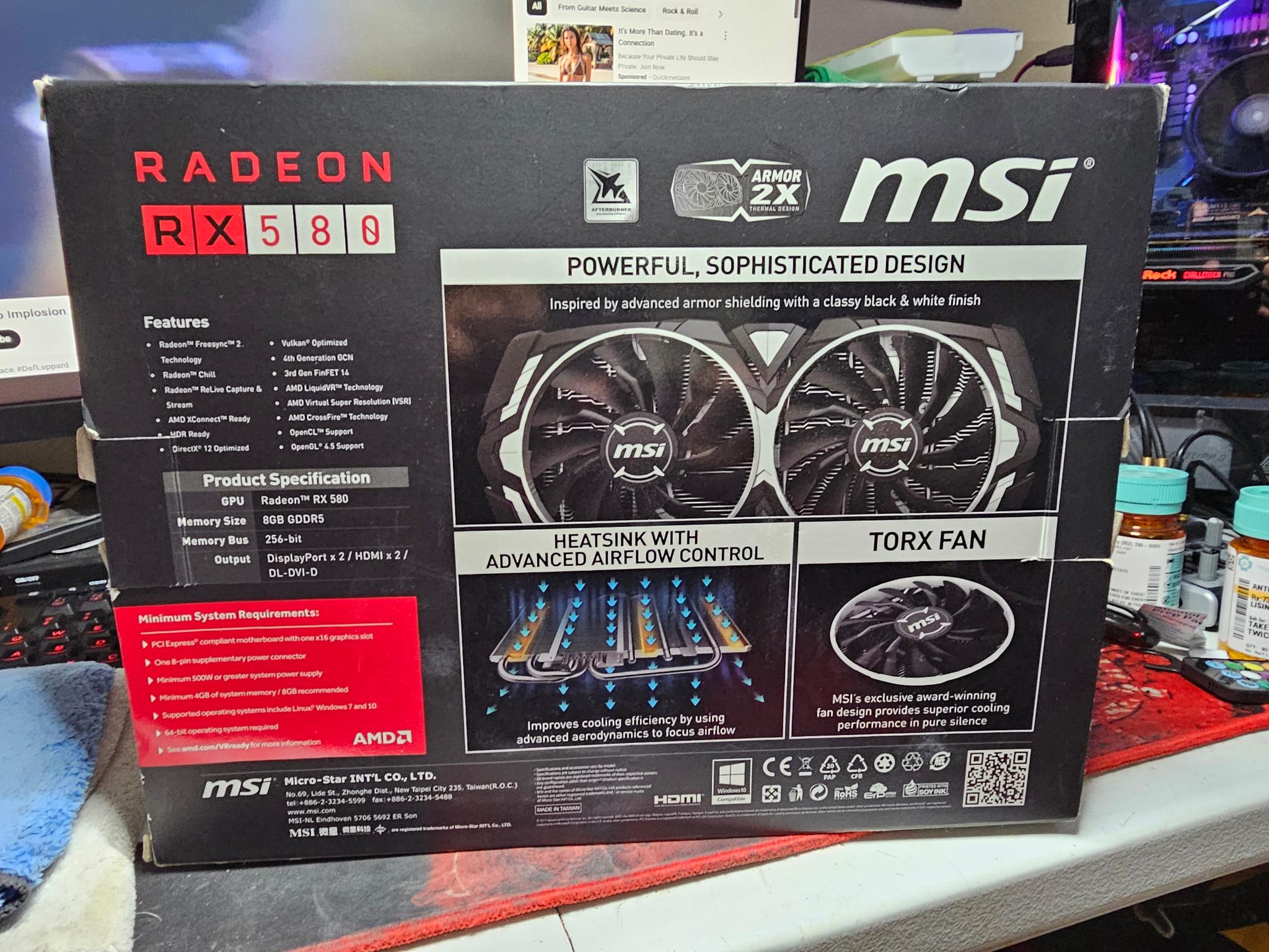 MSI ARMOR RX 580 8gb OC Edition