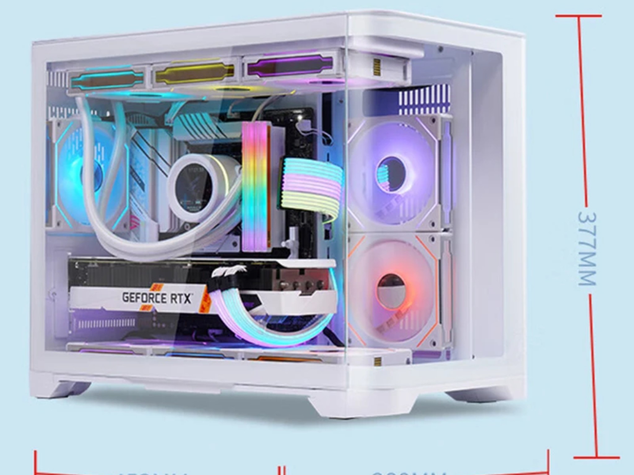 Black Tempered Glass ARGB Fish Tank MATX PC Case
