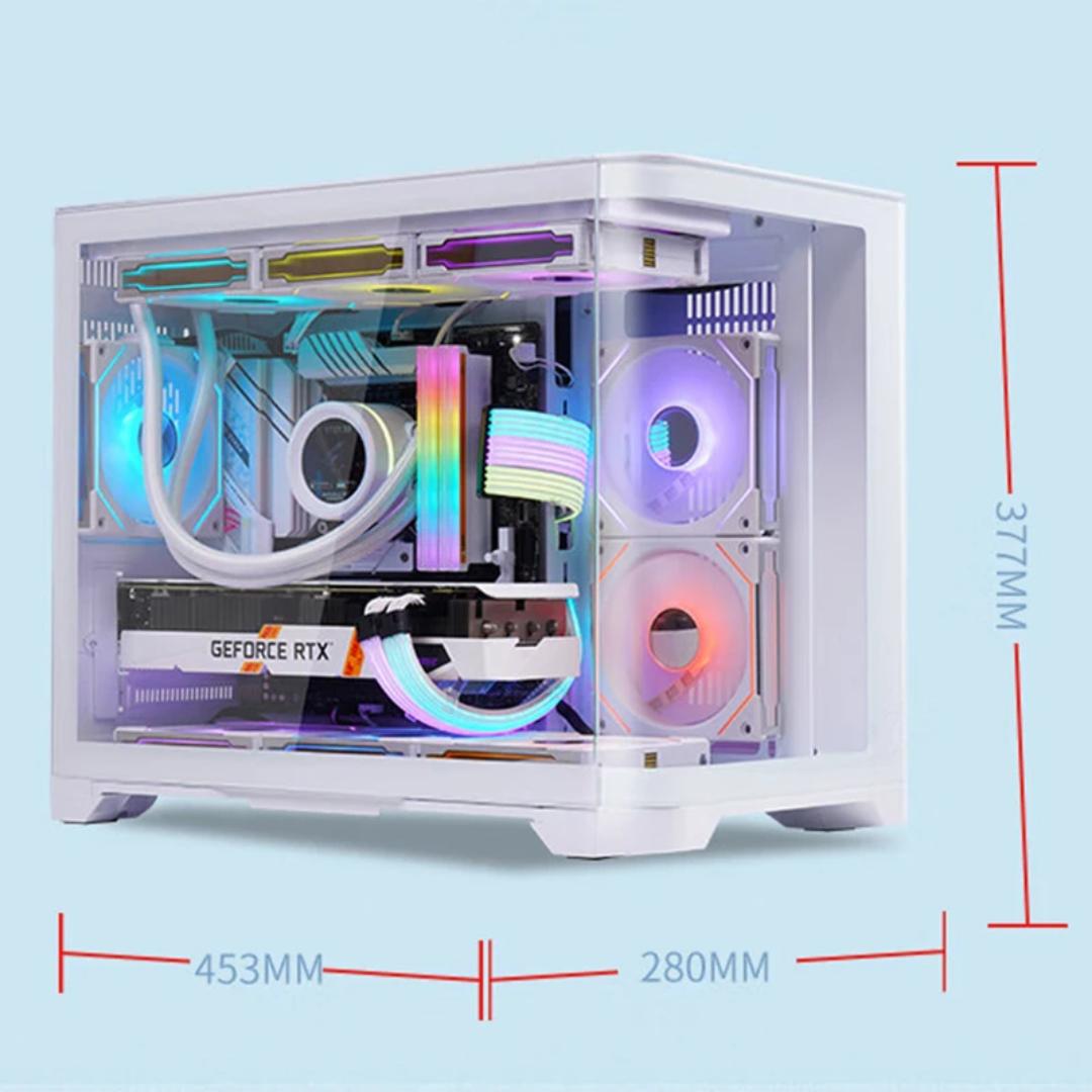 Black Tempered Glass ARGB Fish Tank MATX PC Case