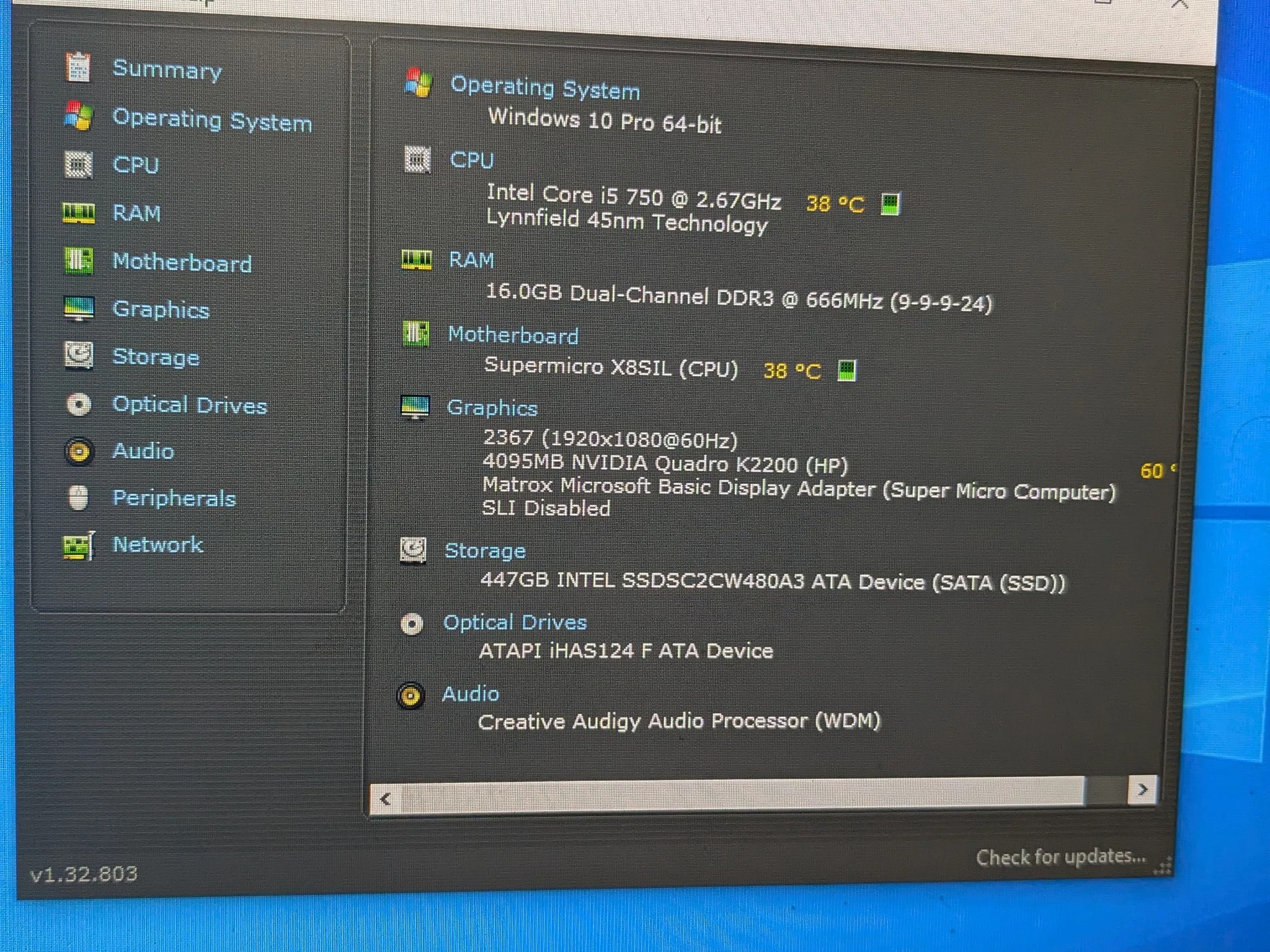 Budget Media PC | i5-750, 16GB RAM, Quadro K2200 4GB (750 Ti), 480GB SSD, Sound Card, Win10, Wifi