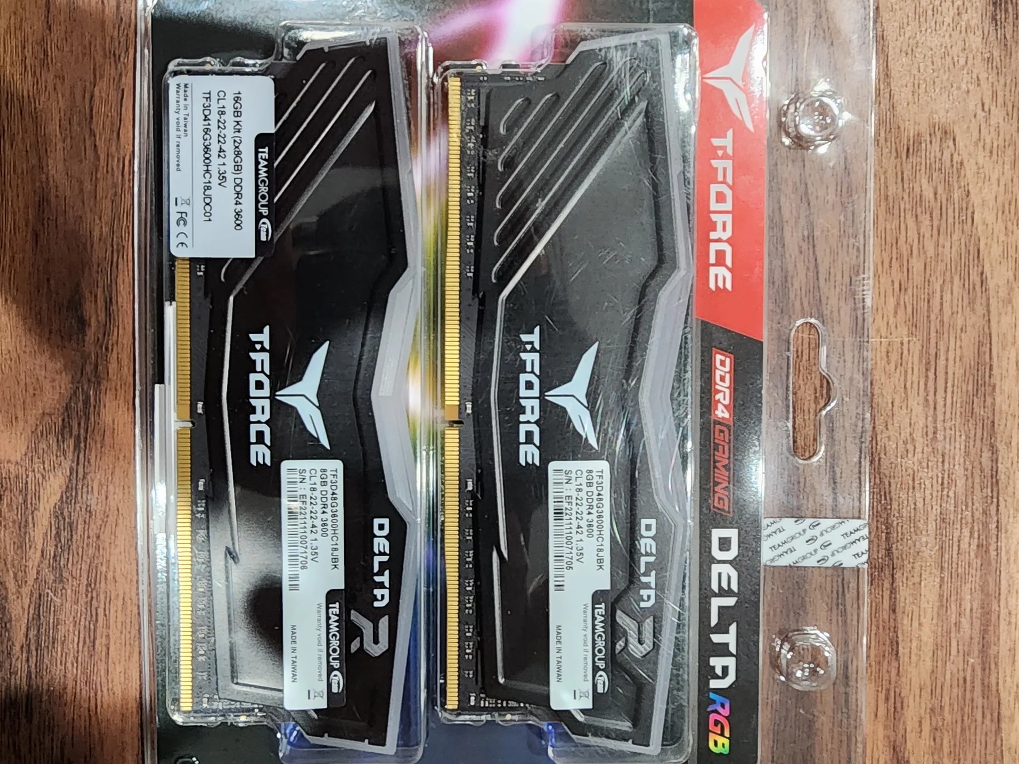 Team T-Force Delta RGB 8 GB (2 x 8 GB) DDR4-3600 CL18 Memory(Brand New)