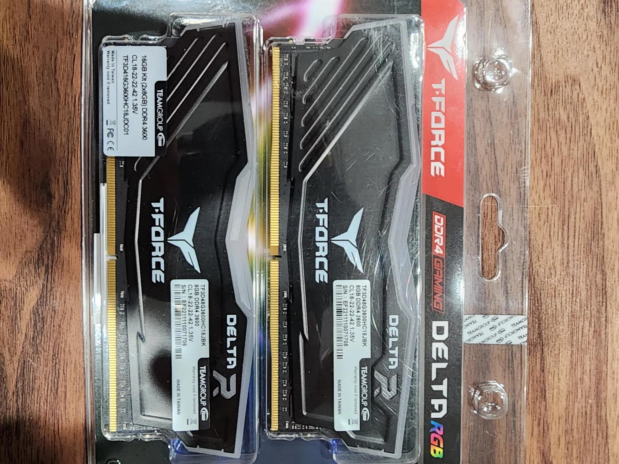 Team T-Force Delta RGB 8 GB (2 x 8 GB) DDR4-3600 CL18 Memory(Brand New)