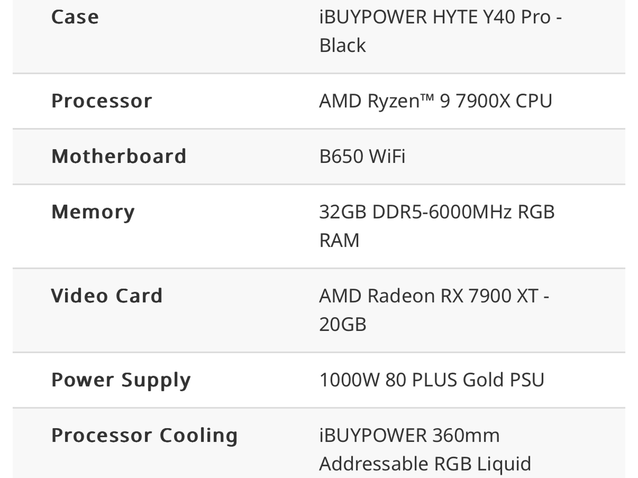 iBuyPower prebuilt Amd 7900xt 32 gb Ram PC