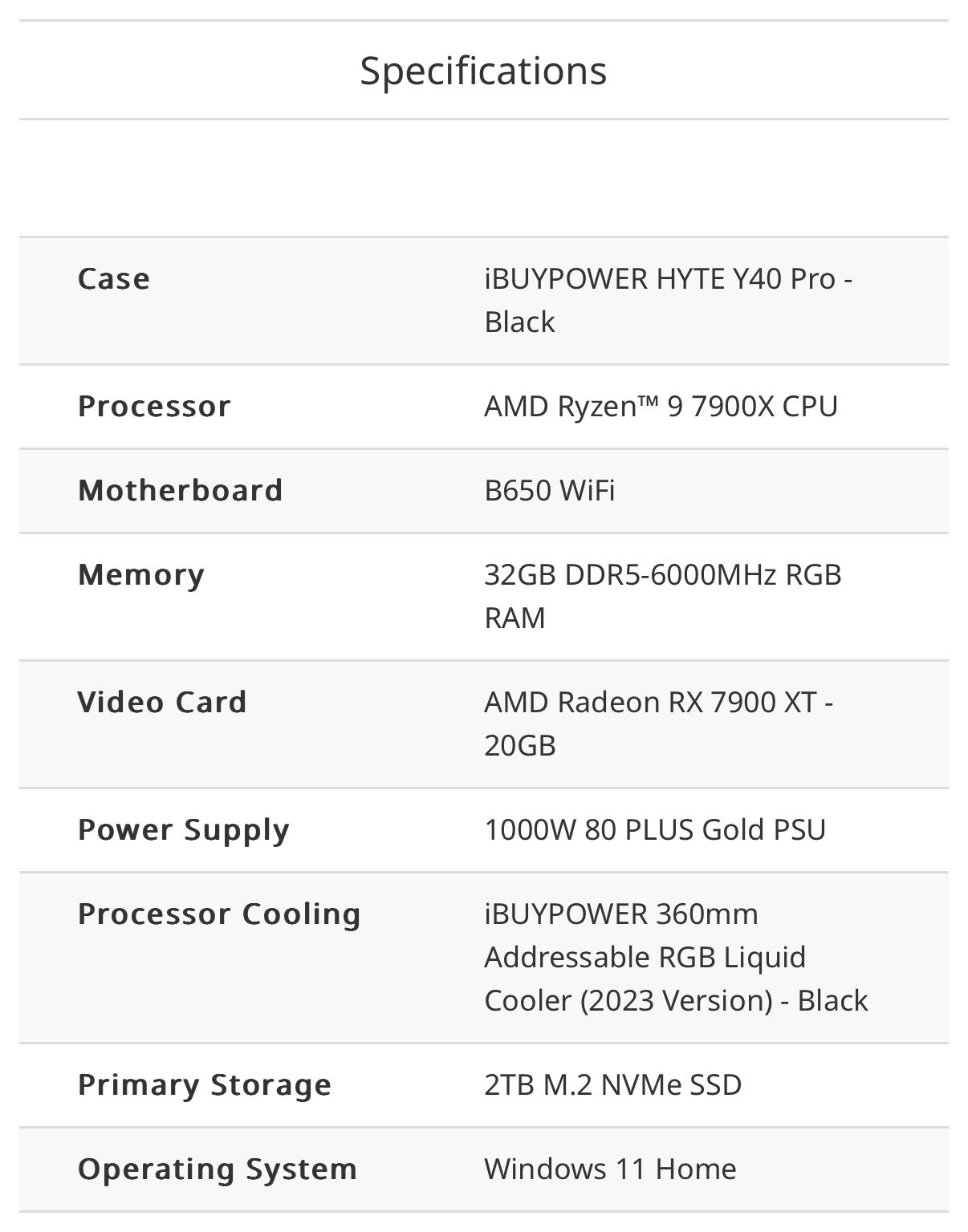 iBuyPower prebuilt Amd 7900xt 32 gb Ram PC