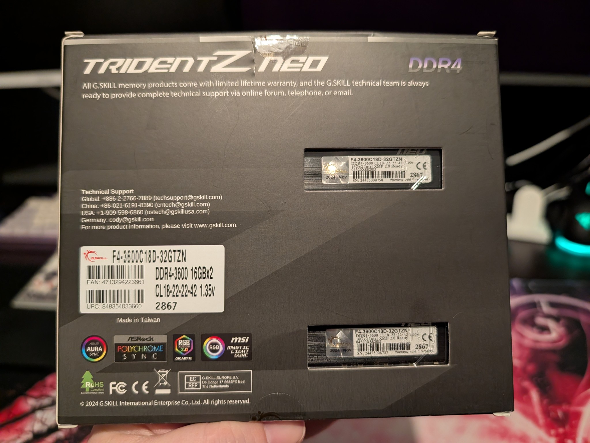 G. Skill Trident Z Neo RGB RAM 32gb (2x16)