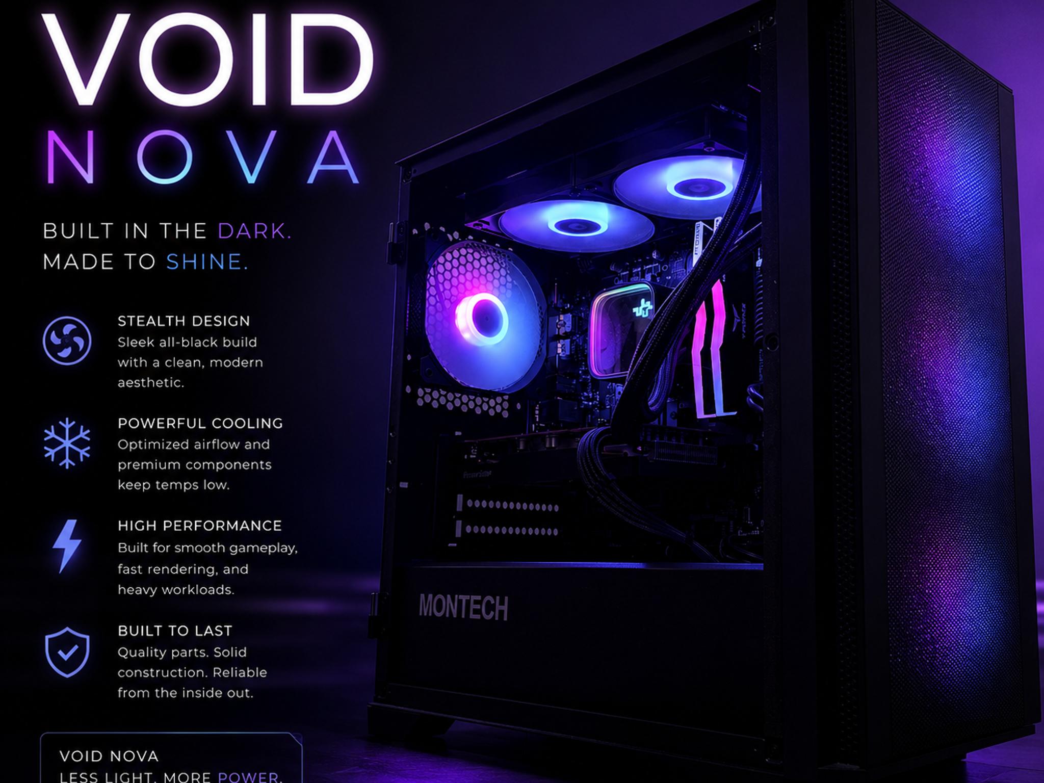 ⚫️"Void Nova"⚫️| 1080 Gaming | 6650 XT 8GB | Intel i3 13100F | 32GB Ram | 512GB NVMe SSD | WiFi
