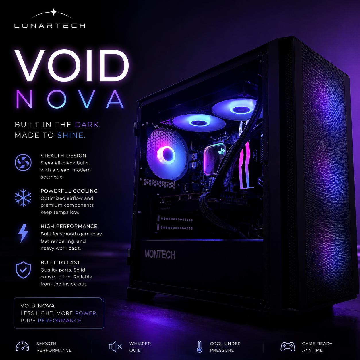 ⚫️"Void Nova"⚫️| 1080 Gaming | 6650 XT 8GB | Intel i3 13100F | 32GB Ram | 512GB NVMe SSD | WiFi