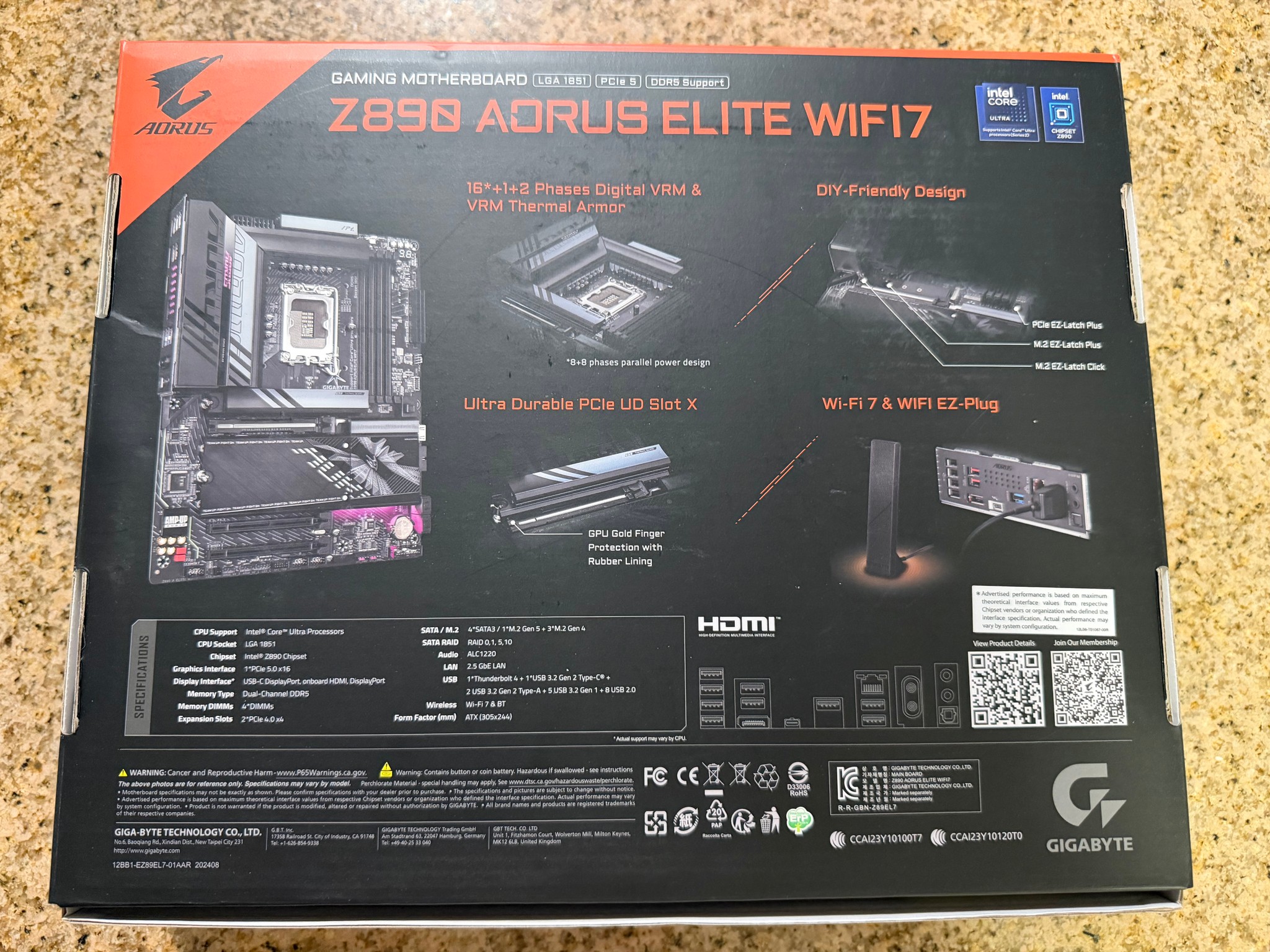 NEW Gigabyte Z890 AORUS ELITE WIFI7 Intel LGA 1851 ATX Motherboard