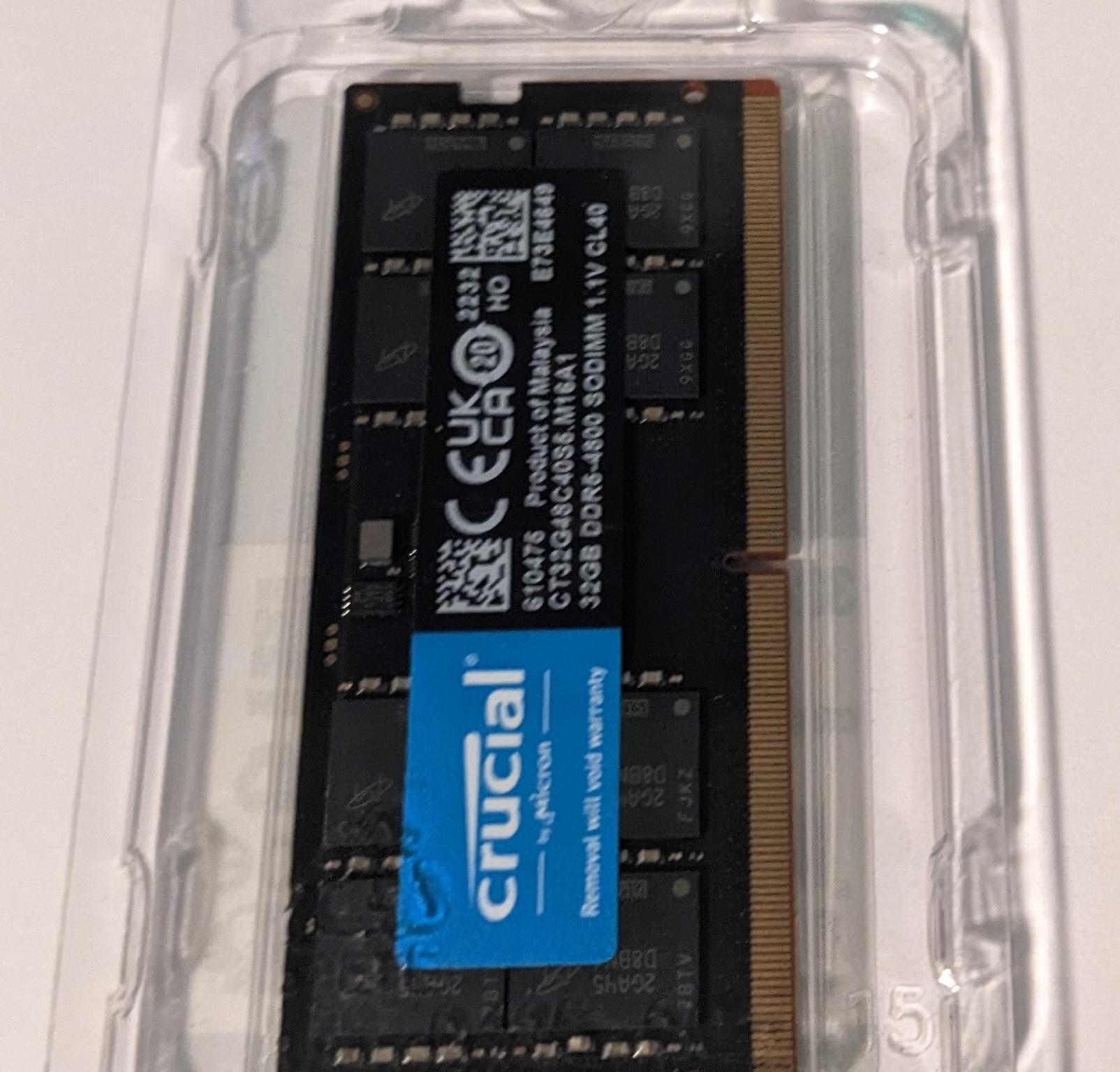 Crucial DDR5 32GB Laptop Ram CT32G48C40S5