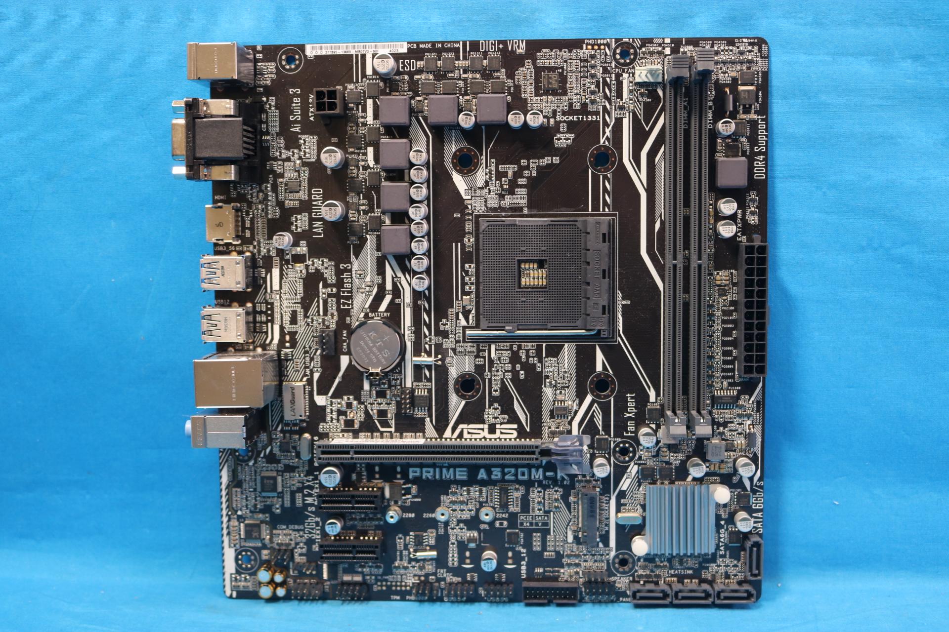 *Newest BIOS* ASUS Prime A320M-K AMD Socket AM4 DDR4 MicroATX Desktop Motherboard No I/O Shield