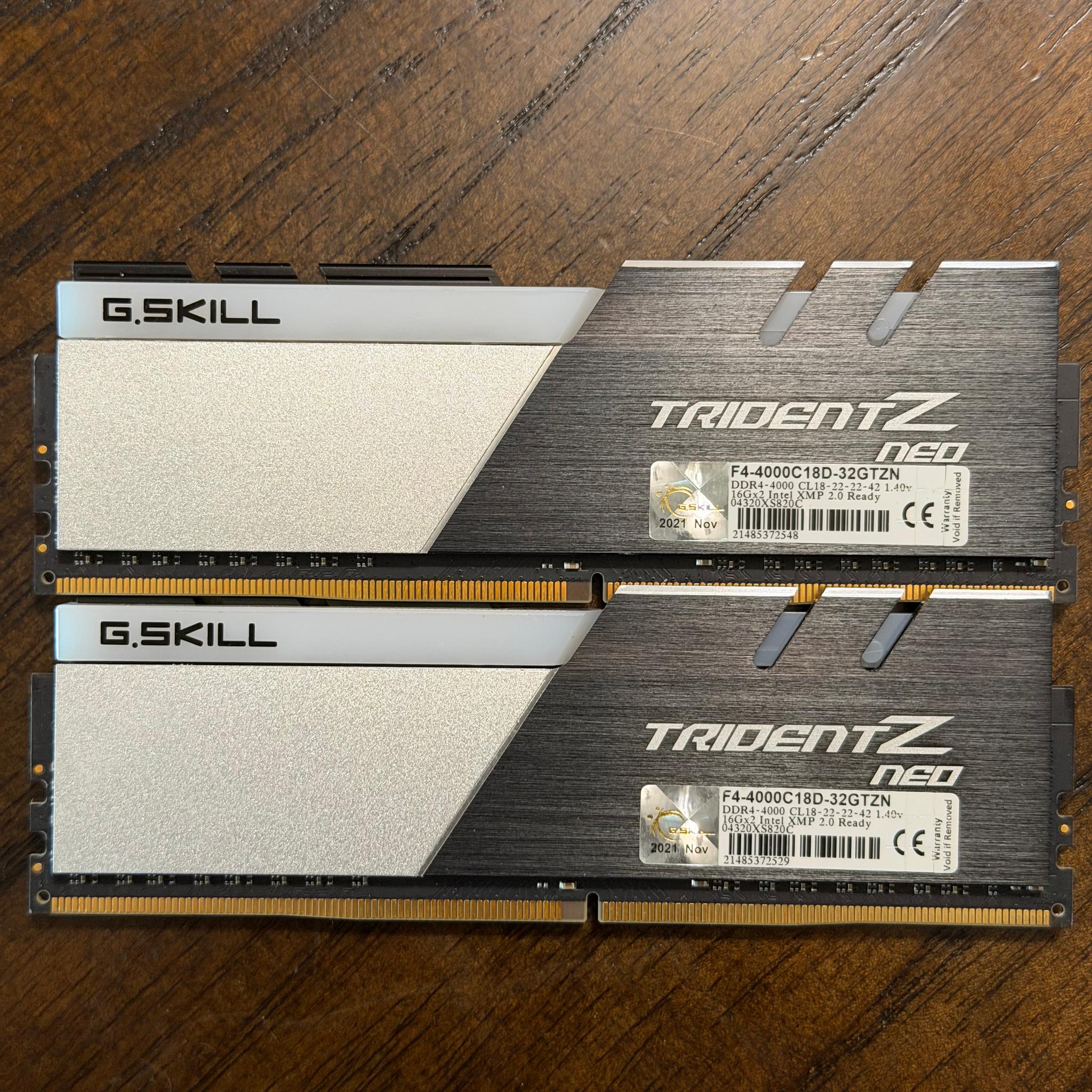 G.Skill Trident Z Neo 32GB (2x16GB) 4000MHz CL18 DDR4 RAM