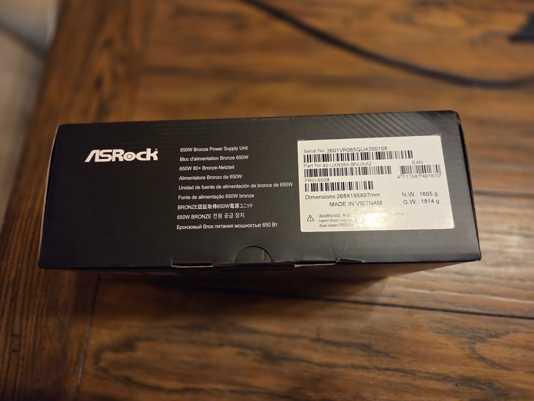 ASRock PRO Series PRO-650B 650 W ATX 3.1 Compatible 80 PLUS BRONZE Certified Power Supply