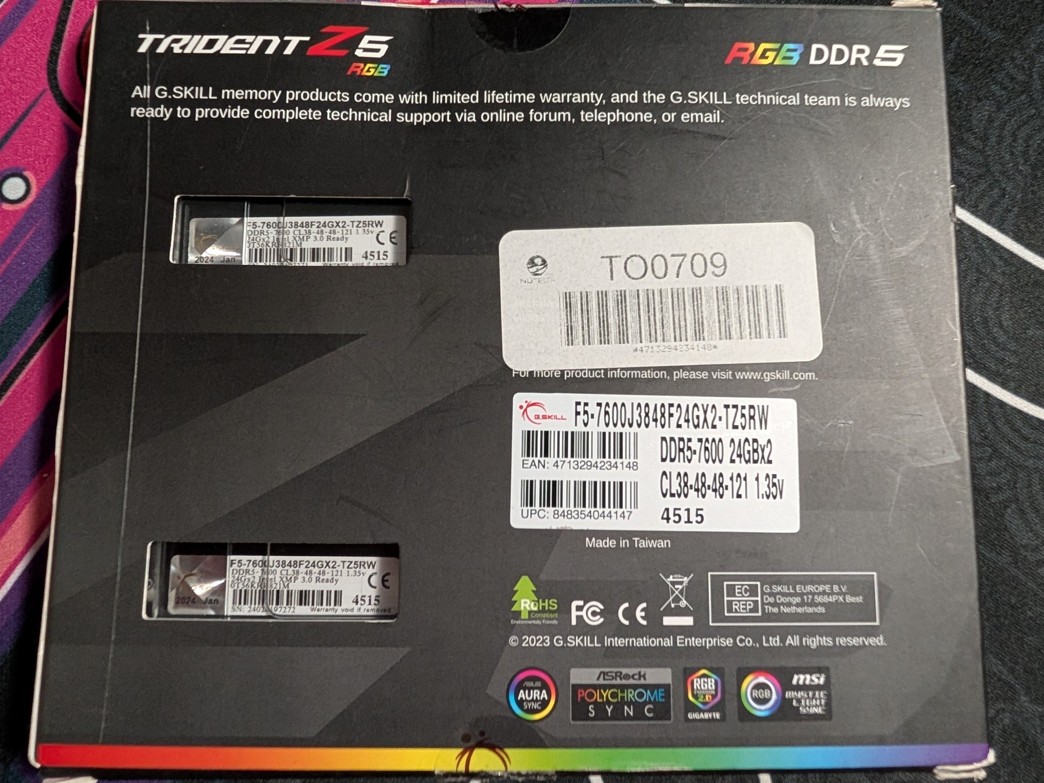 G.Skill Trident Z5 RGB 48GB (2x24GB) DDR5 7600MHz RAM