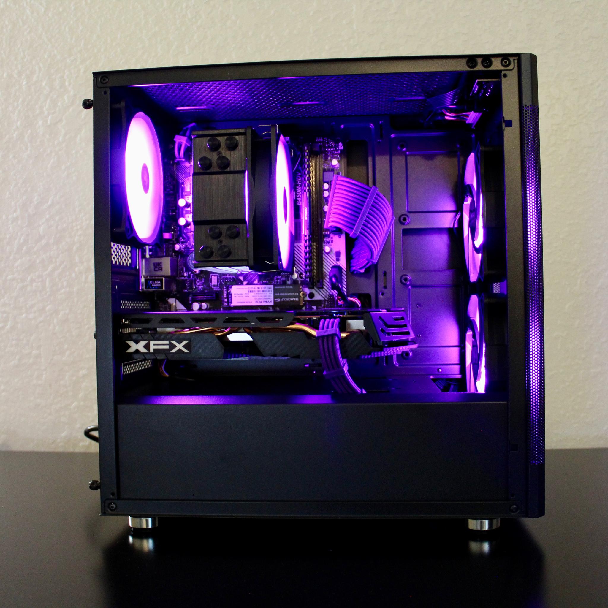 Purple Shadow! Awesome Gaming PC | Ryzen 5 2600 | XFX 580 8GB | 16GB DDR4 | 512GB M.2 | W11 + WiFi |