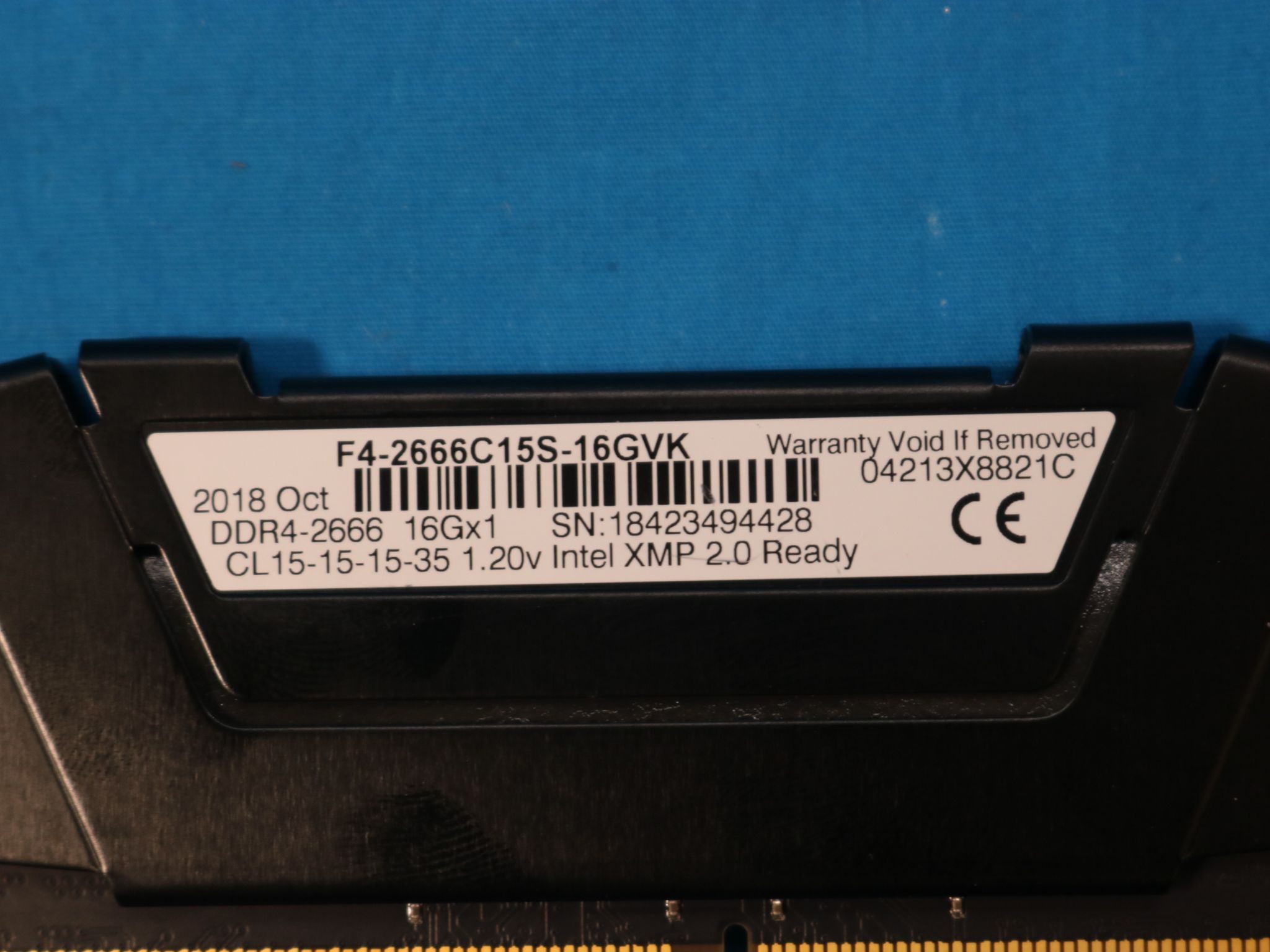 G.Skill RipJaws V Series 32GB (2x16GB) DDR4-2666MHz CL15 1.20V Desktop RAM F4-2666C15S-16GVK