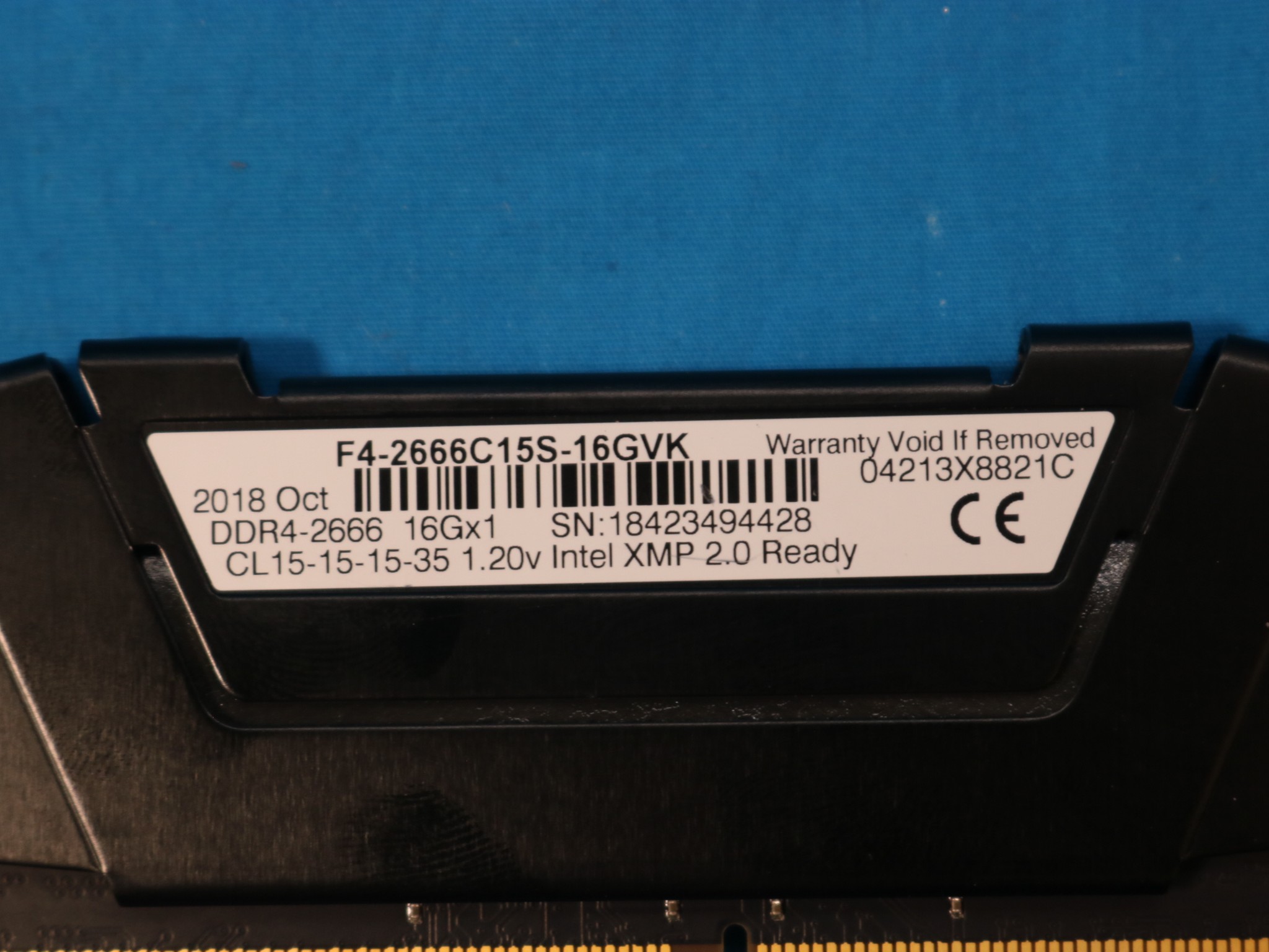 G.Skill RipJaws V Series 32GB (2x16GB) DDR4-2666MHz CL15 1.20V Desktop RAM F4-2666C15S-16GVK