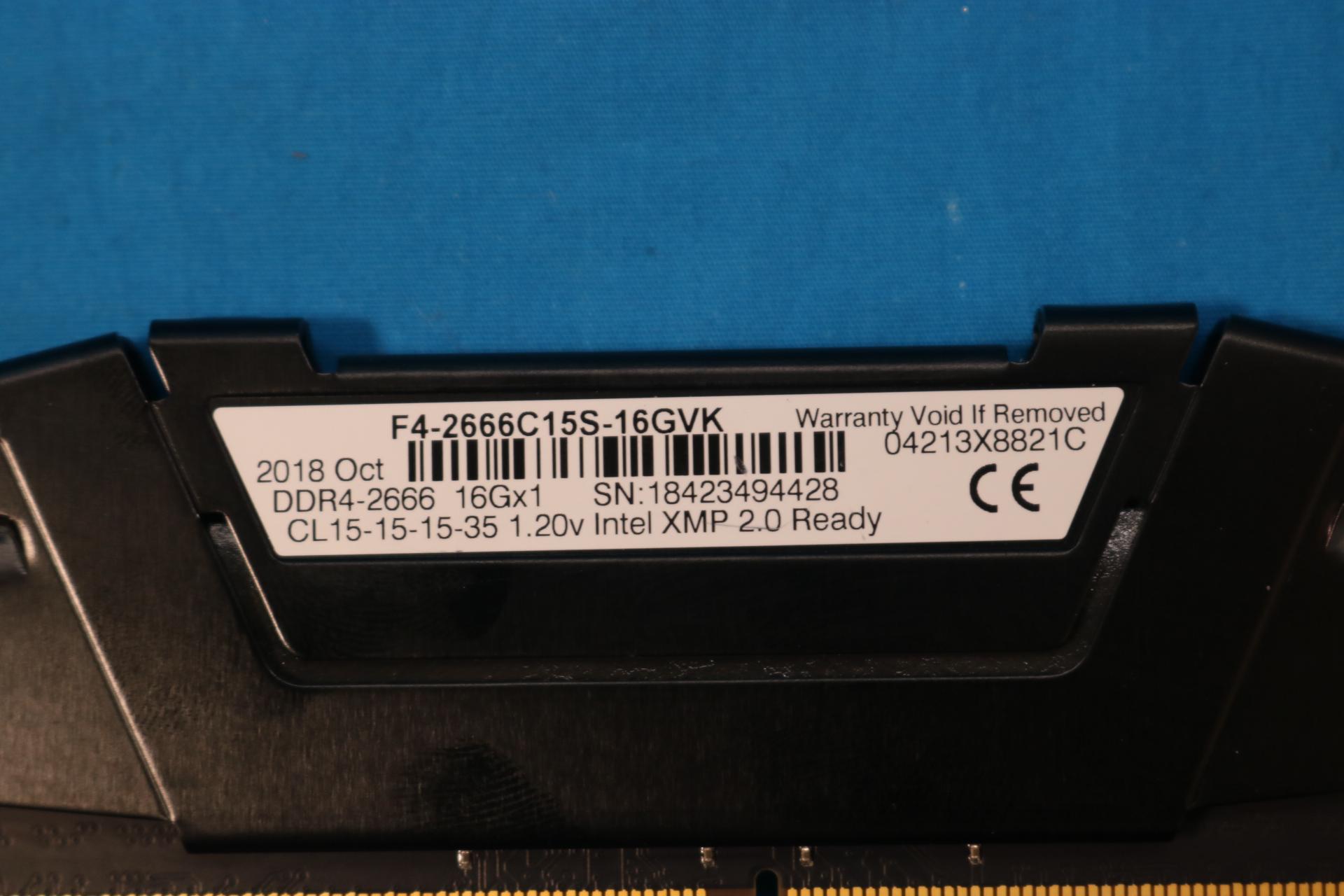 G.Skill RipJaws V Series 32GB (2x16GB) DDR4-2666MHz CL15 1.20V Desktop RAM F4-2666C15S-16GVK