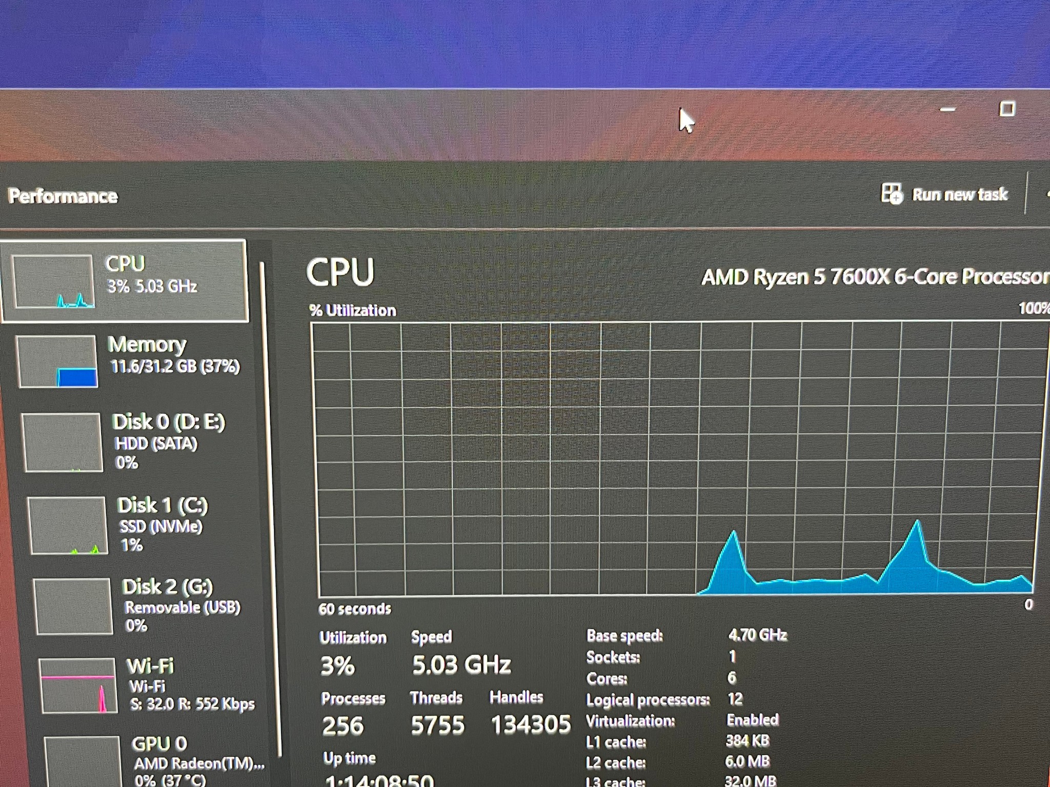 Ryzen 5 7600x, 32 GB DDR5 6000mhz CL38, GeForce 1660 Gaming X Build