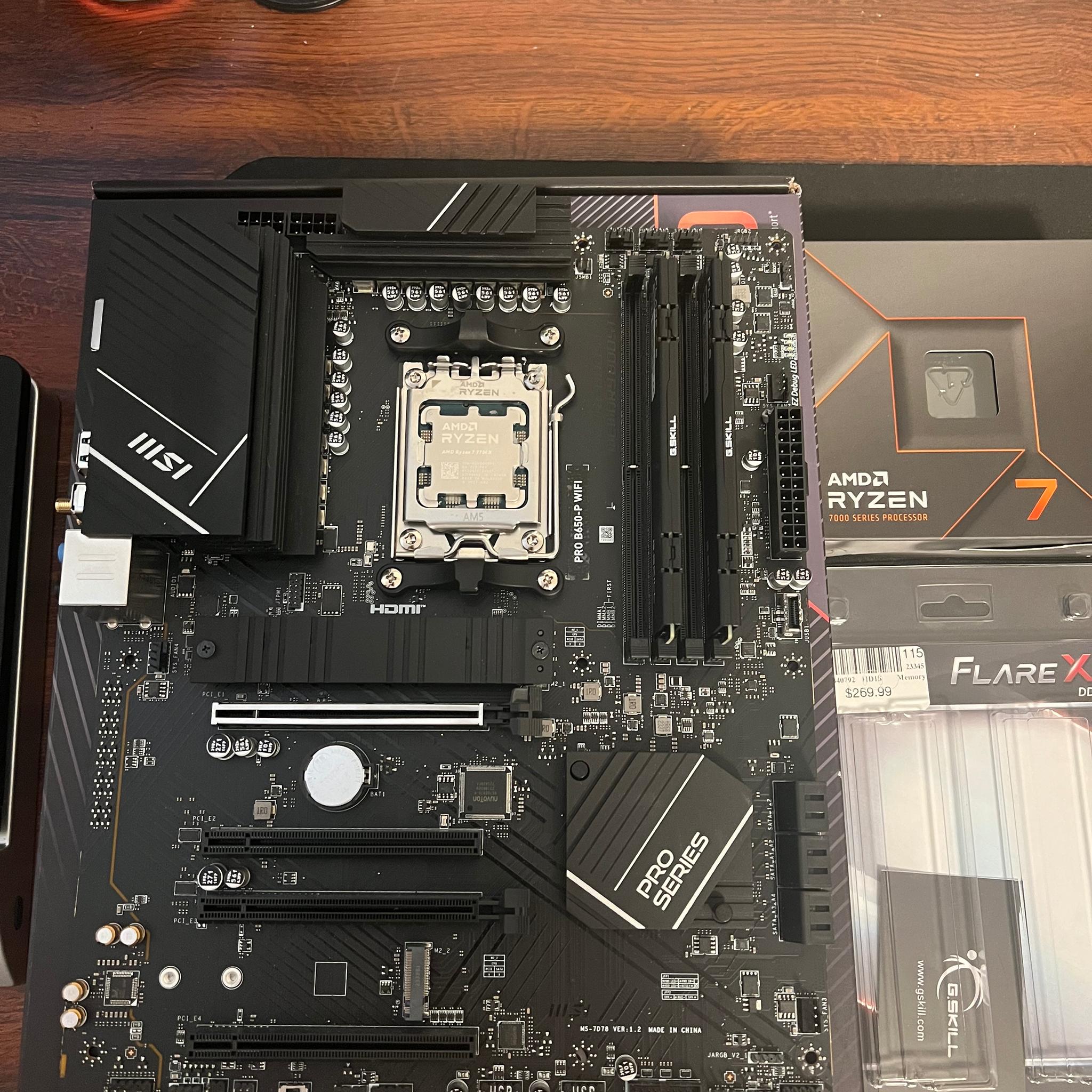 Ryzen 7700X 32GB DDR5 6000Mhz MSI PRO B650-P WiFi CPU MOBO RAM MicroCenter Bundle