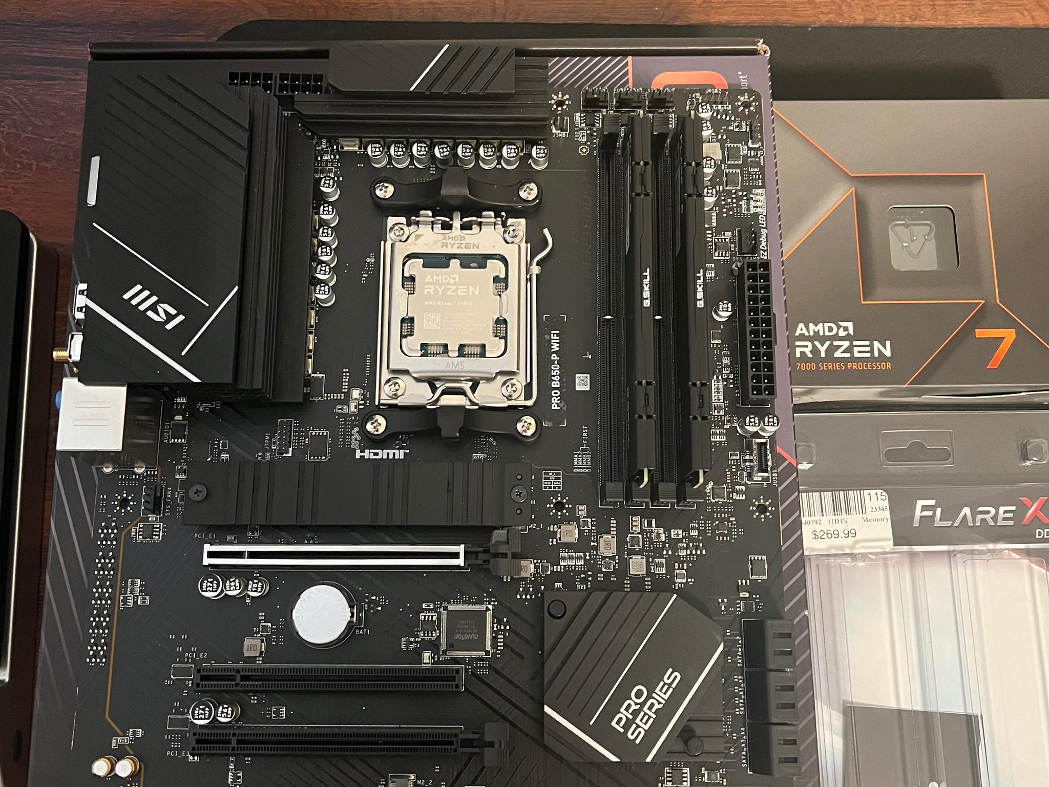 Ryzen 7700X 32GB DDR5 6000Mhz MSI PRO B650-P WiFi CPU MOBO RAM MicroCenter Bundle