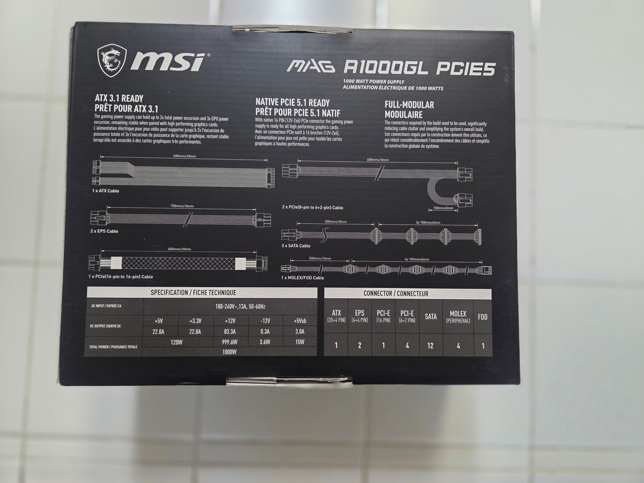 "Open Box" MSI MAG A1000GL PCIE5 1000W 80+ Gold PSU (Complete w/ Box & Receipt)