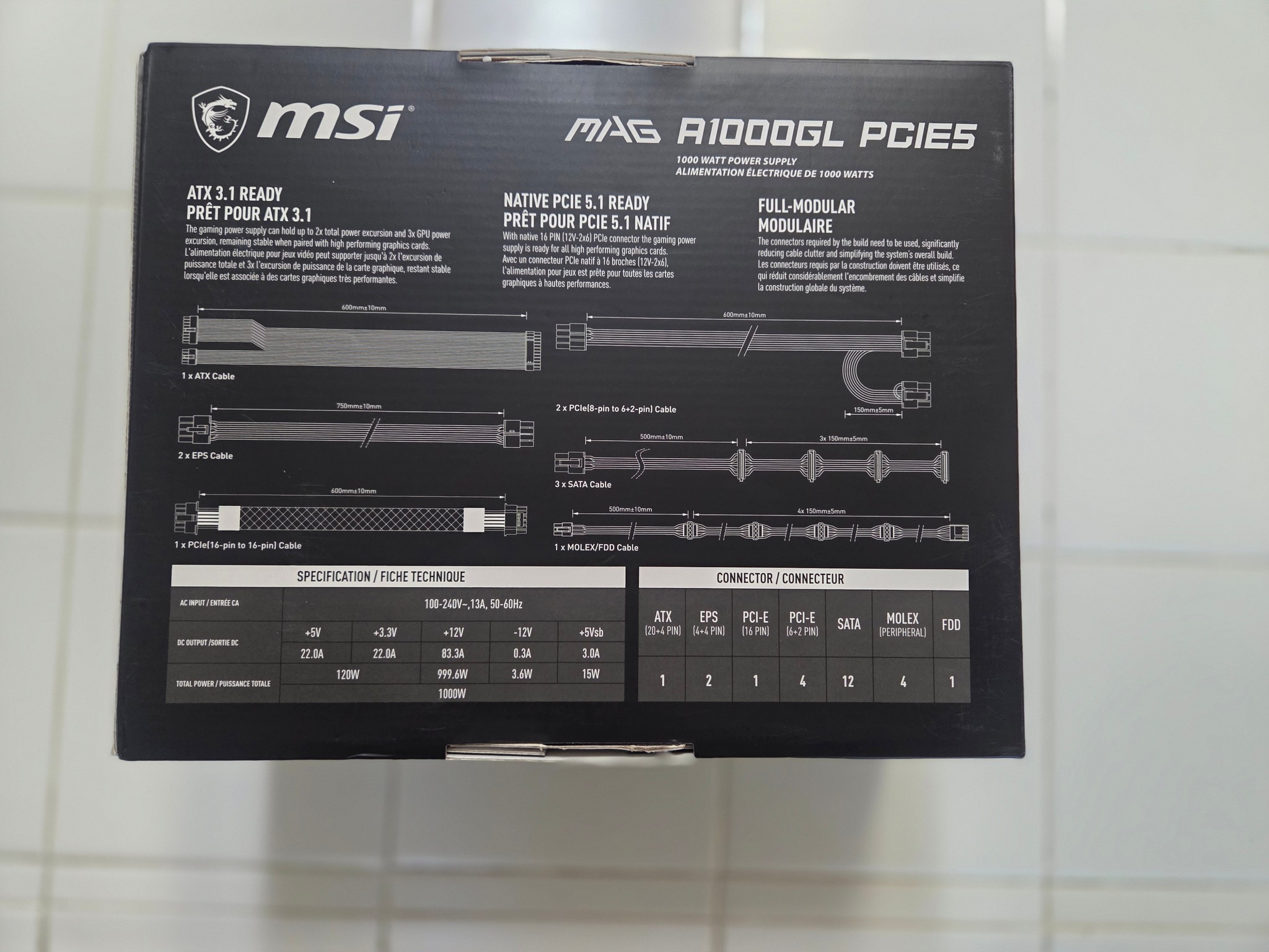 "Open Box" MSI MAG A1000GL PCIE5 1000W 80+ Gold PSU (Complete w/ Box & Receipt)