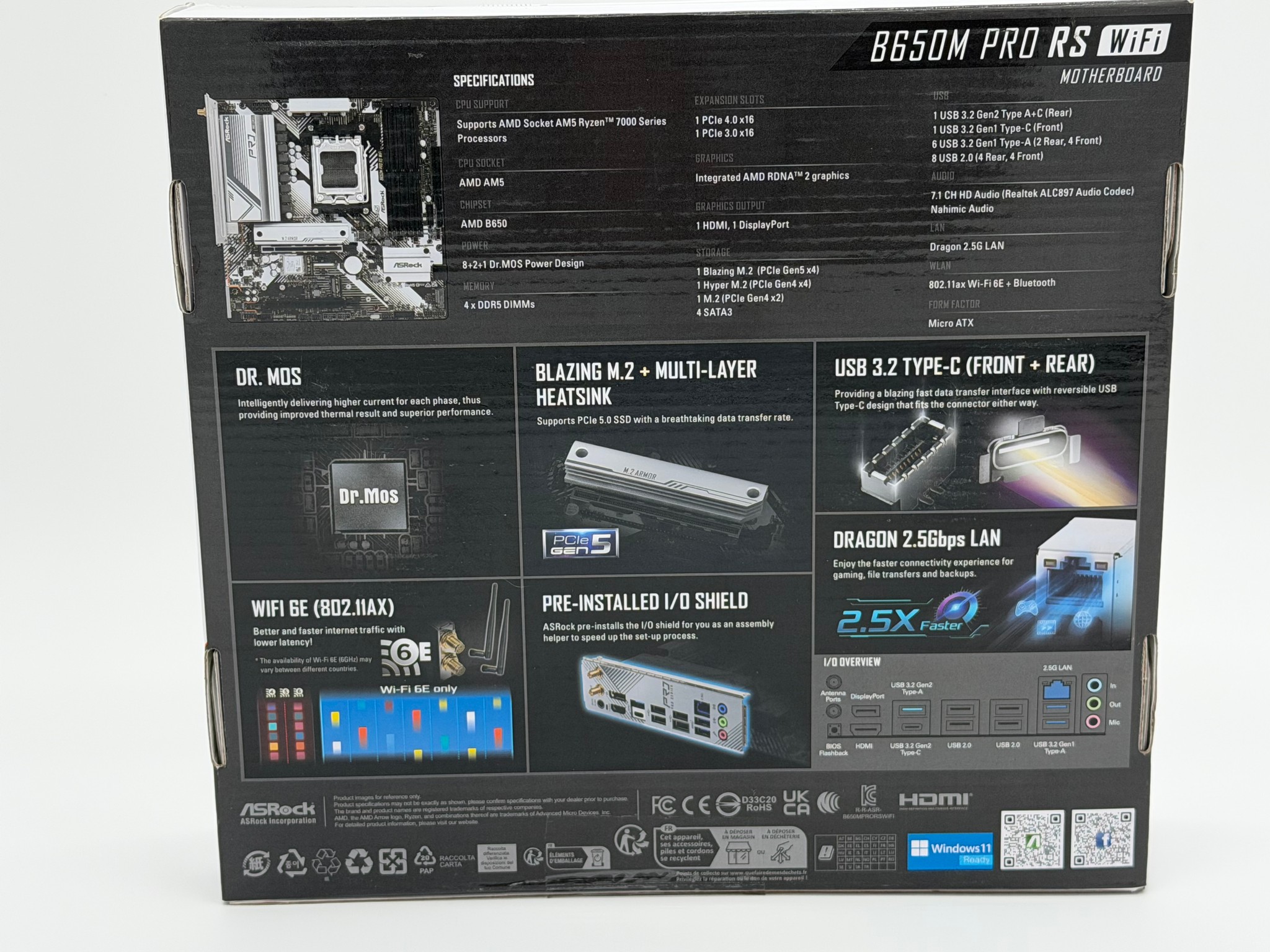 ASRock B650M Pro RS WiFi + Crucial T500 1TB + Windows 11 Setup