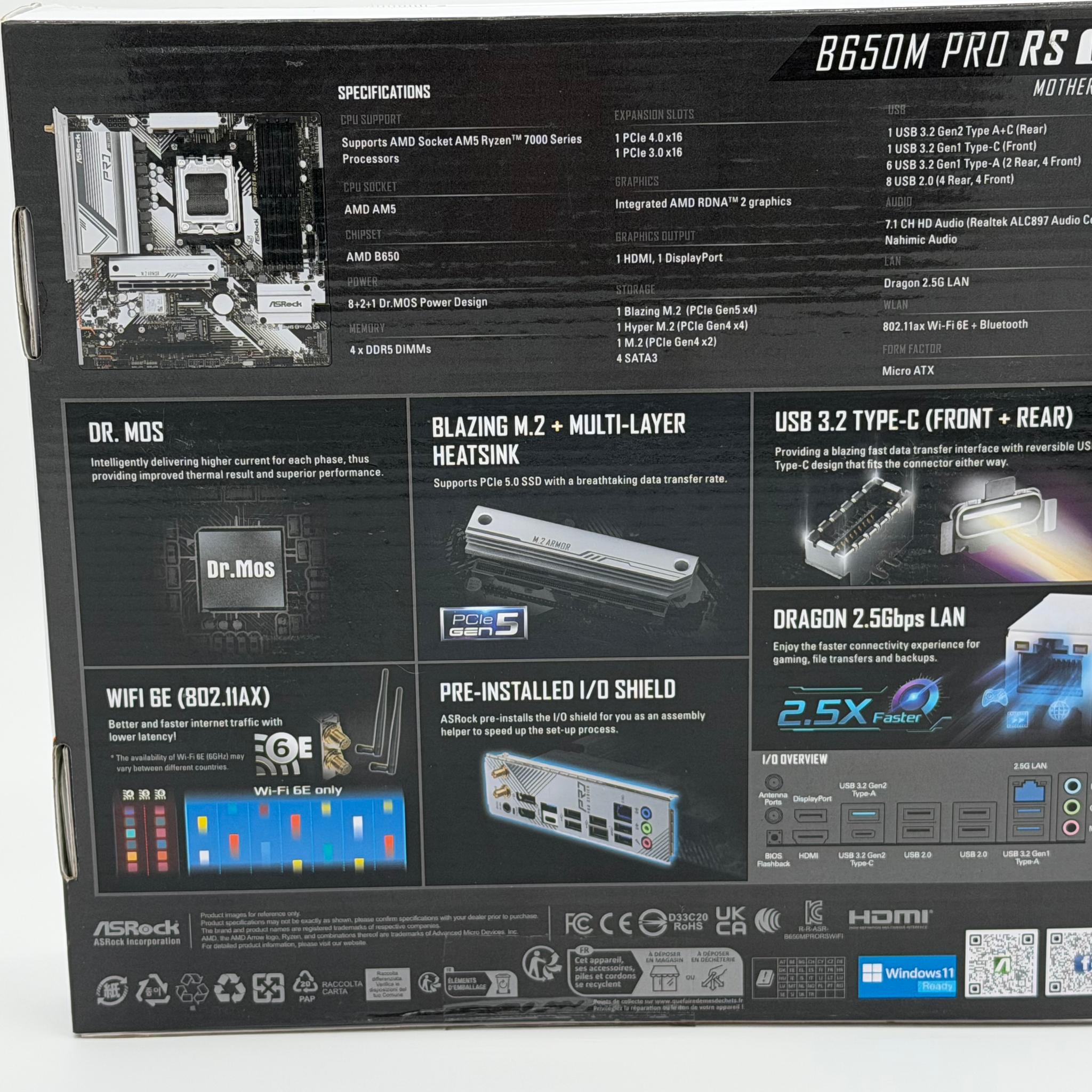 ASRock B650M Pro RS WiFi + Crucial T500 1TB + Windows 11 Setup