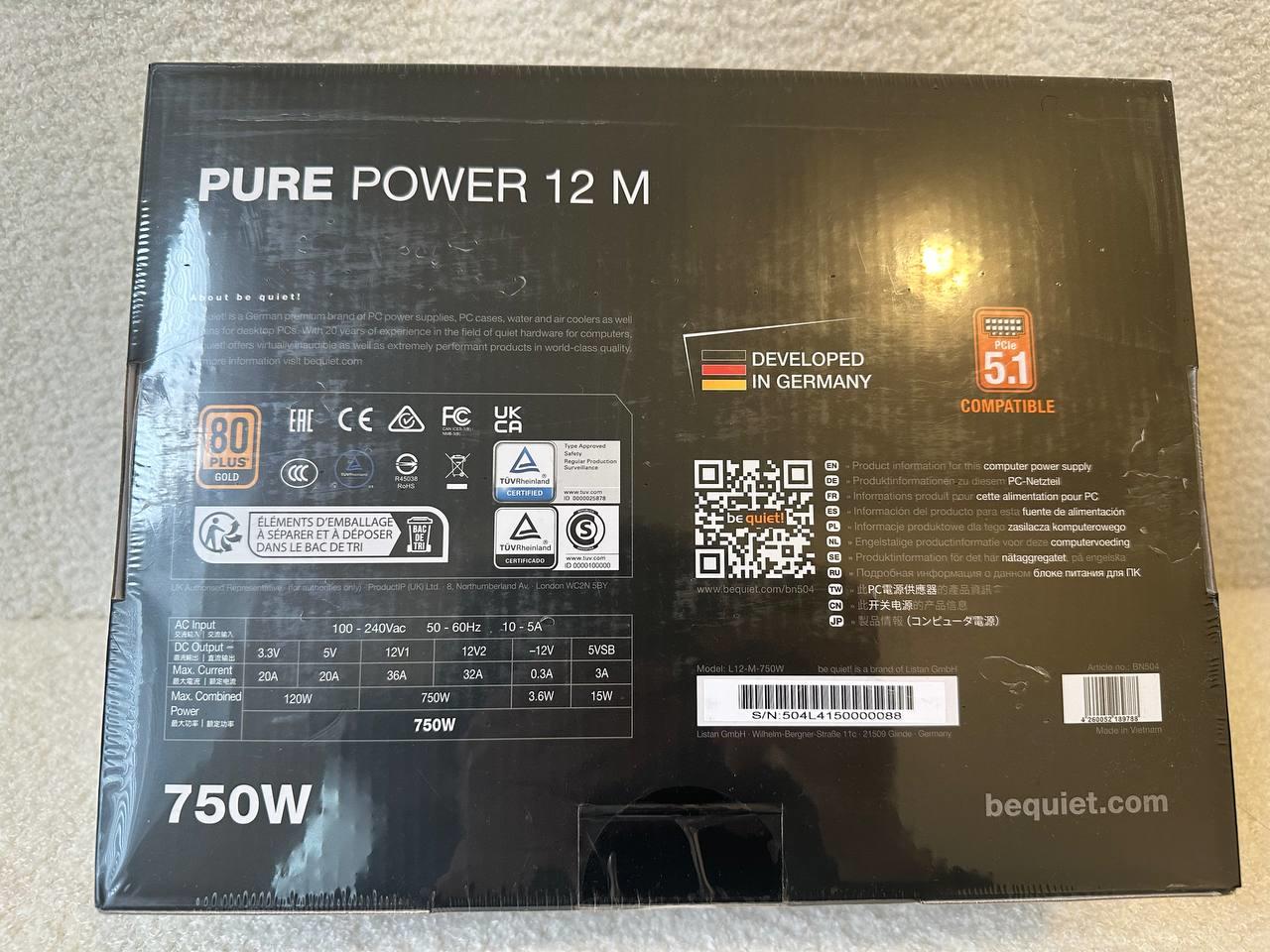 UNOPENED Be Quiet! 750W Power Supply