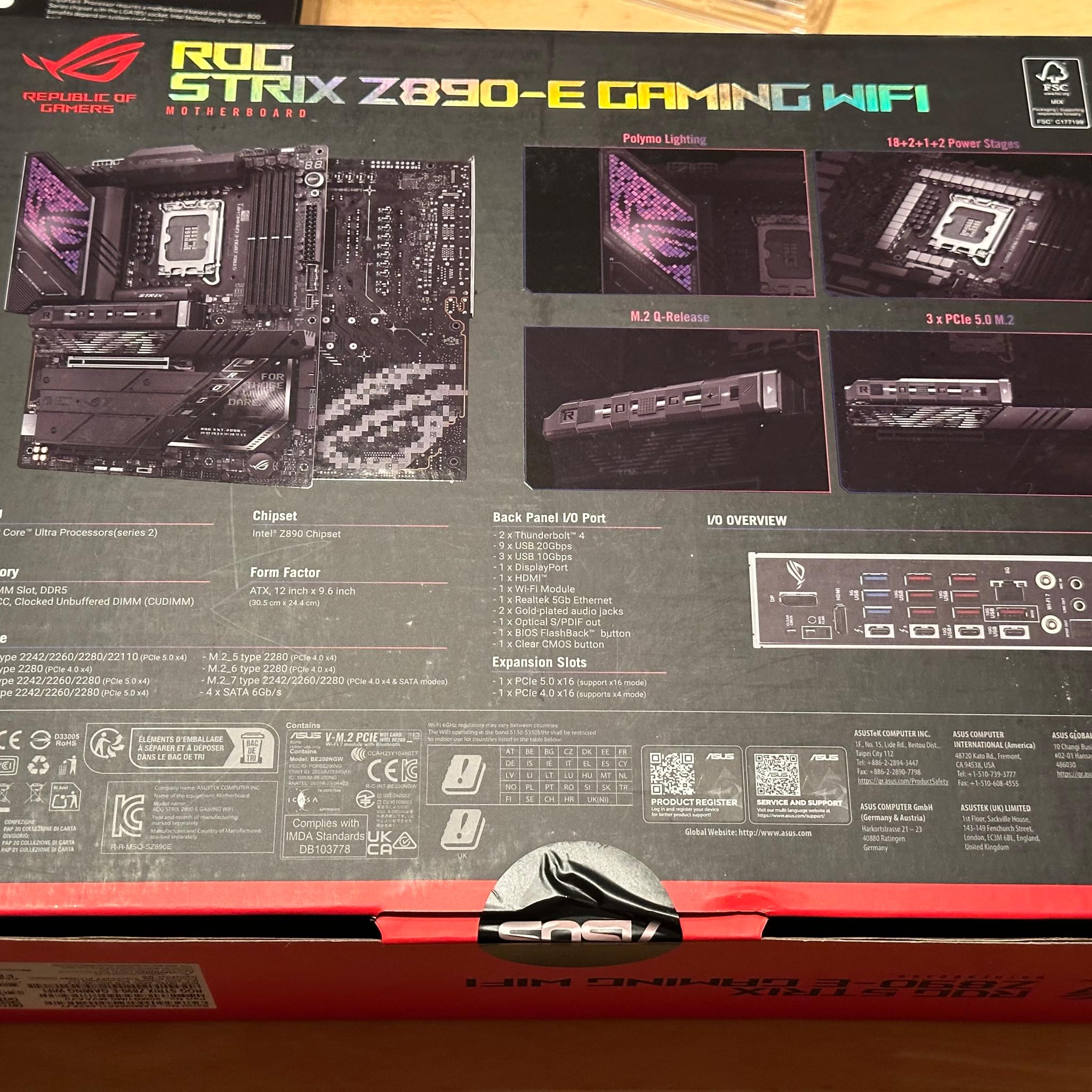 BNIB Intel Core 7 Ultra 270K Plus/Asus Strix Z890-E Gaming Wifi/Corsair Vengeance 32 GB 5600Mhz C40